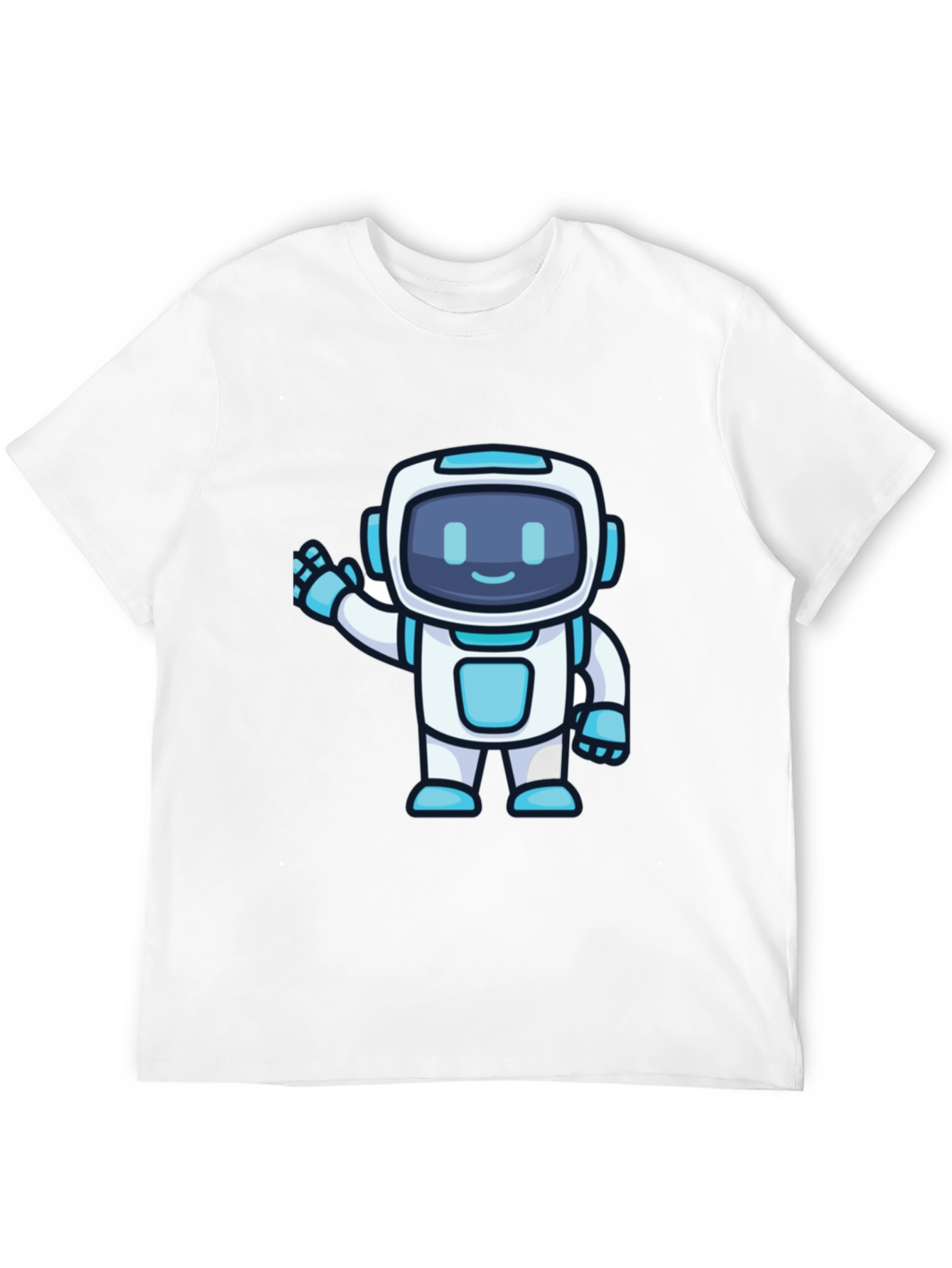 Black Cute Robot Graphic T-Shirt - Black Crew Neck view 12