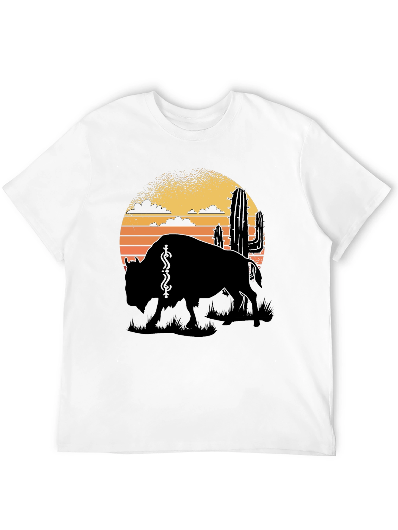 Black Buffalo Sunset Graphic Tee - Black Cotton T-Shirt view 12