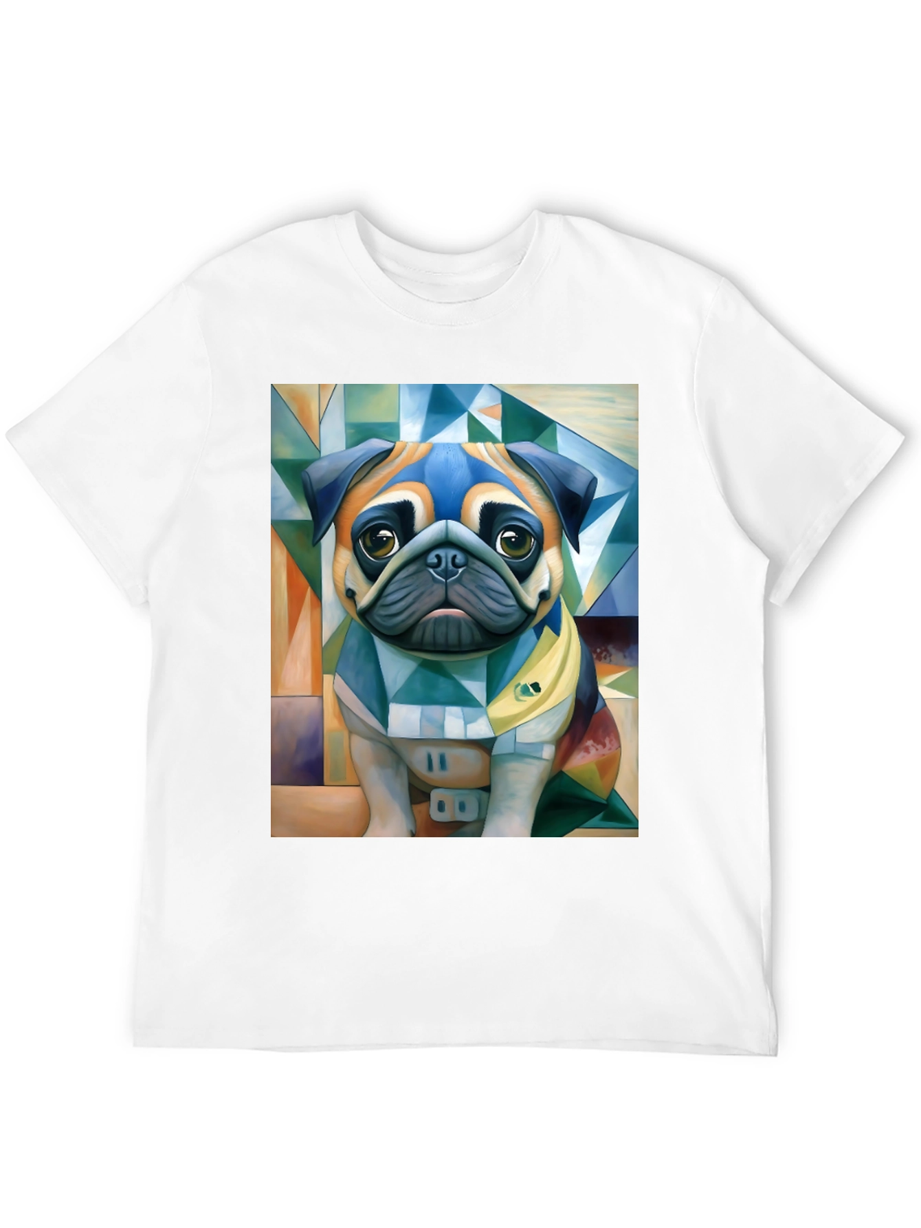 Black Pug Art T-Shirt - Unique Geometric Dog Design view 12