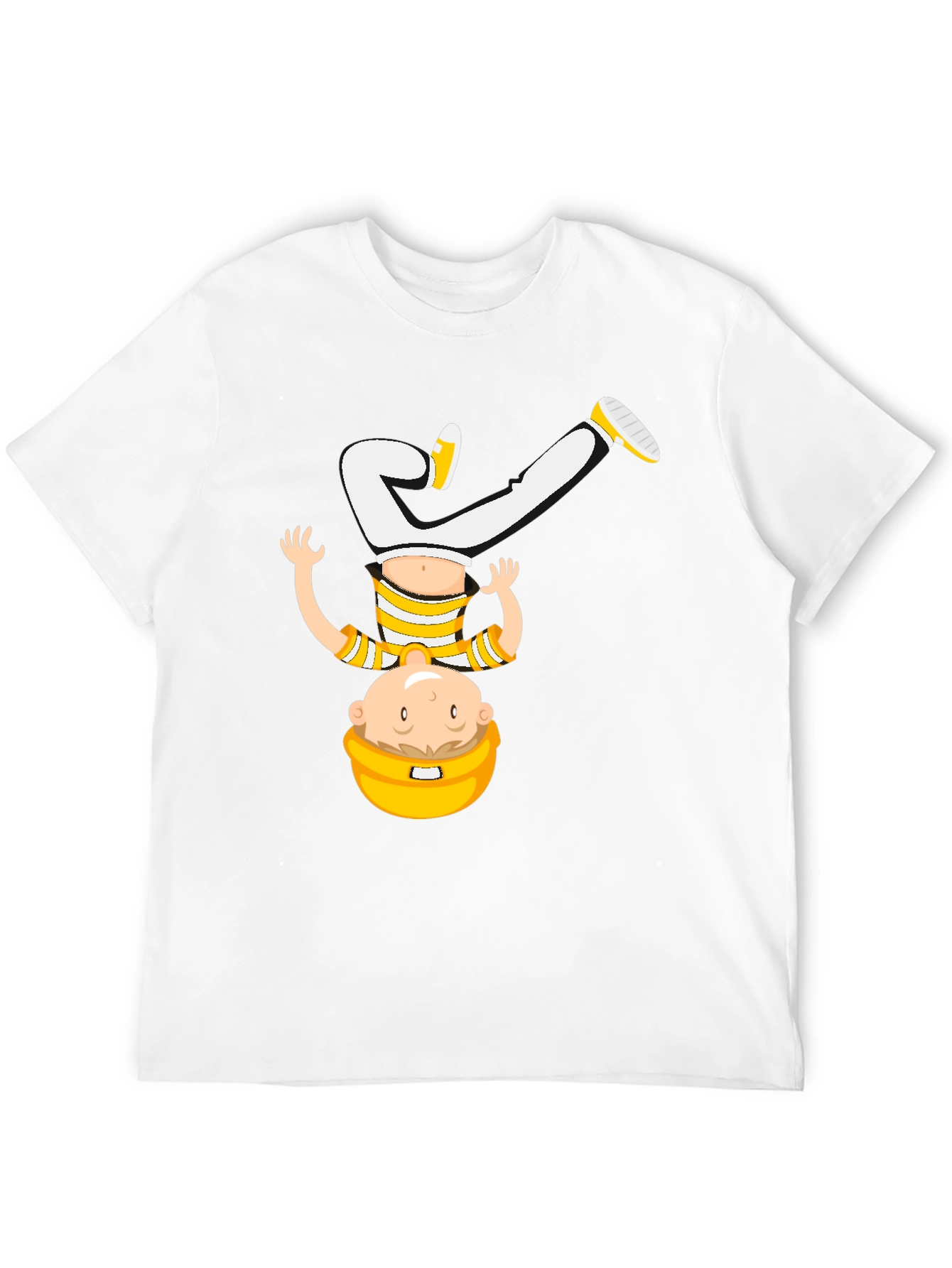 Black Funny Upside Down Cartoon T-Shirt - Black view 12