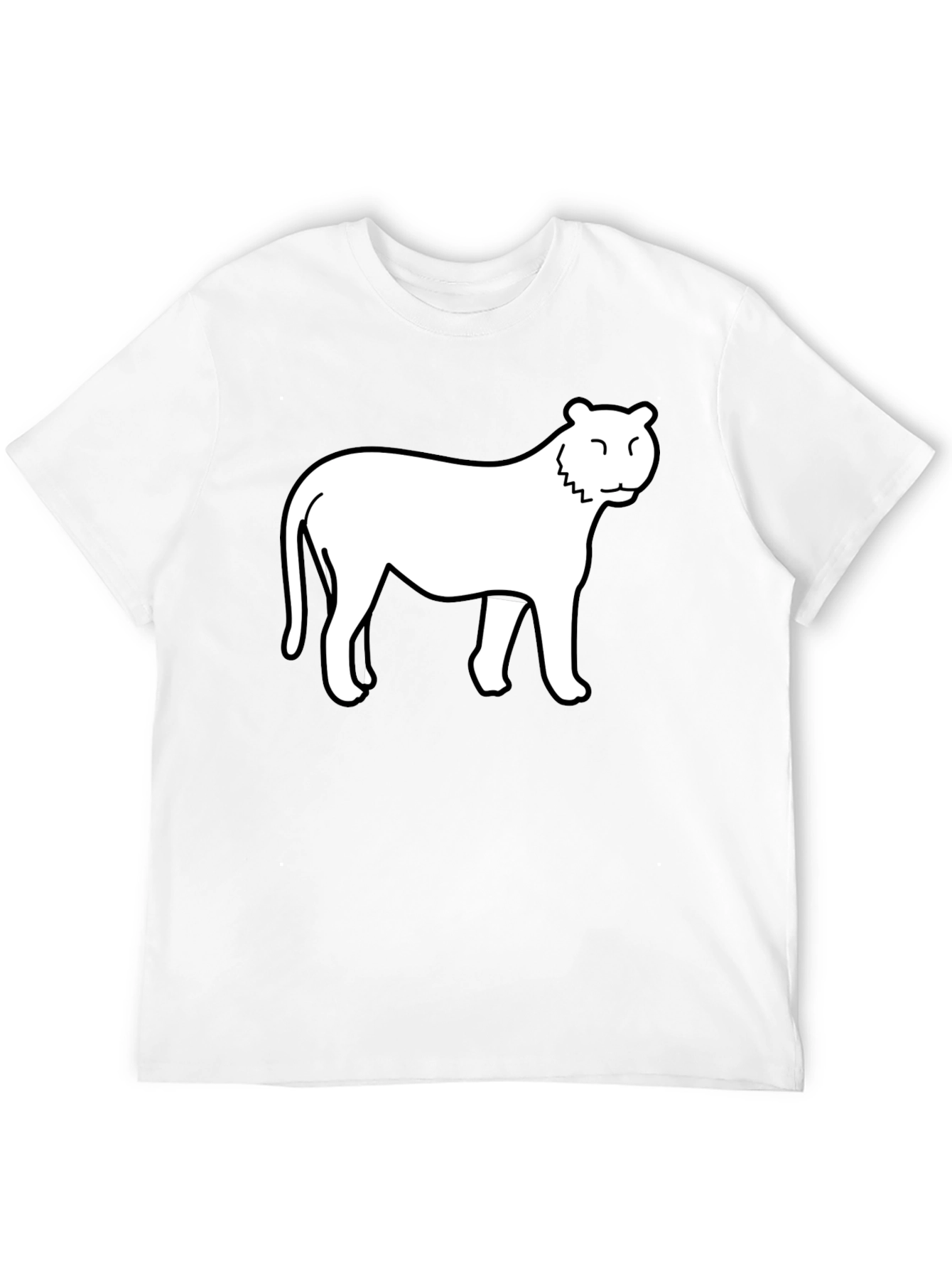 Black Unique Black T-Shirt with White Tiger Graphic Print view 12