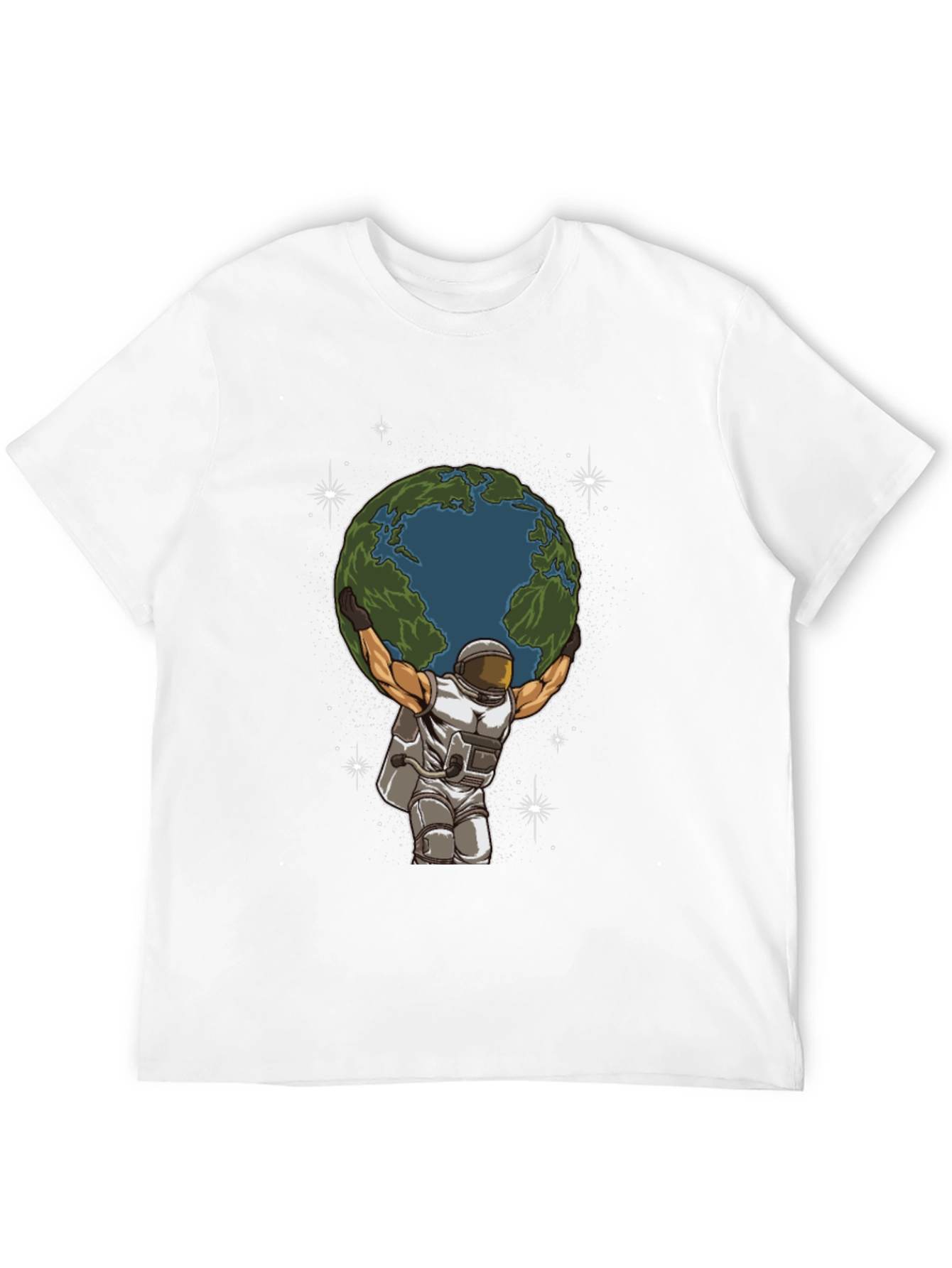 Black Astronaut Earth Lift Graphic Tee - Black Cotton T-Shirt view 12