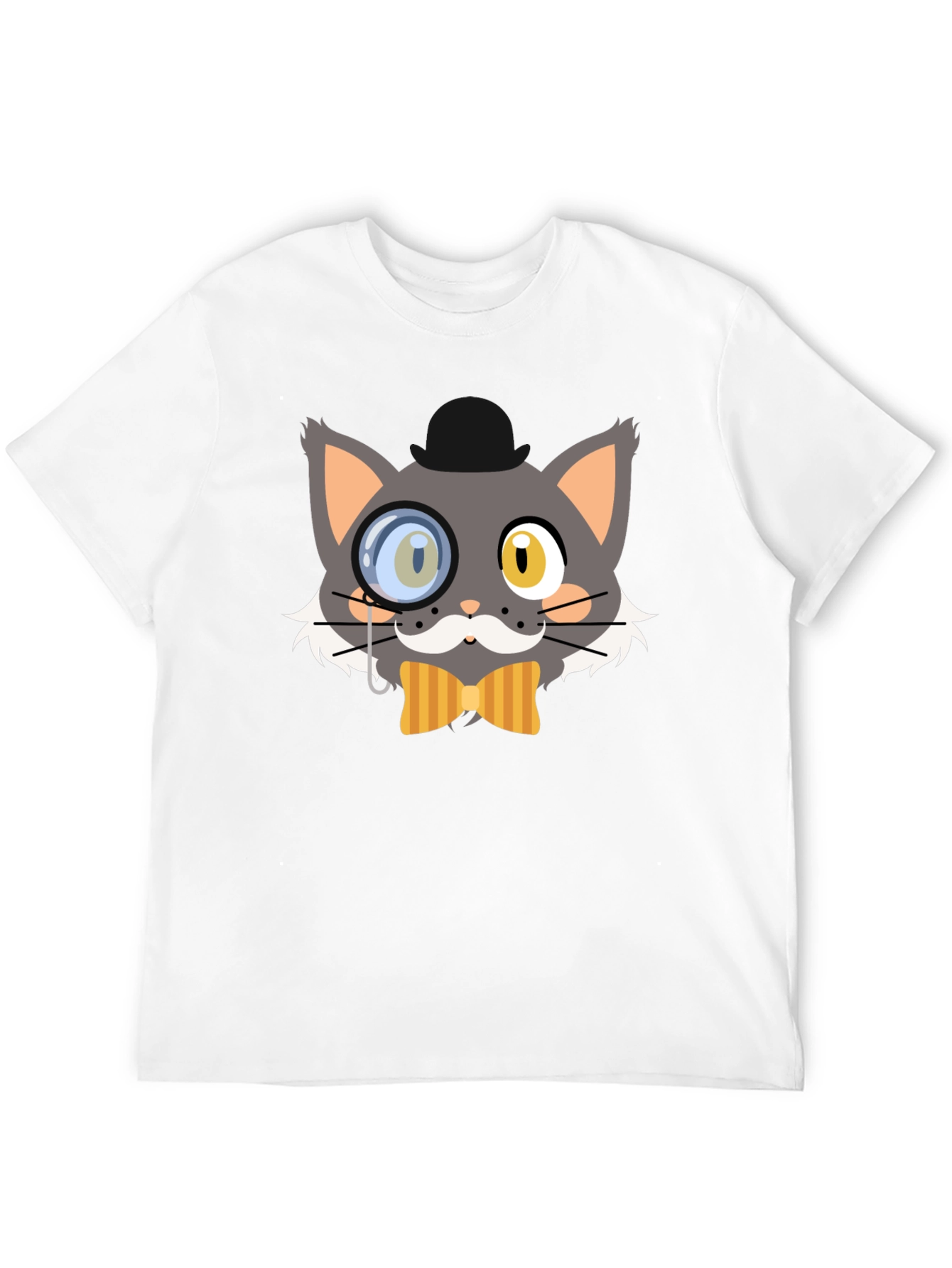 Black Monocle Cat Graphic T-Shirt, Unique Design view 12