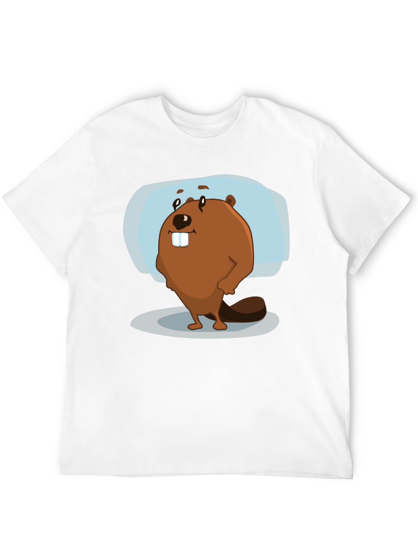 Black Cartoon Beaver Graphic Tee - Black Cotton Blend view 12