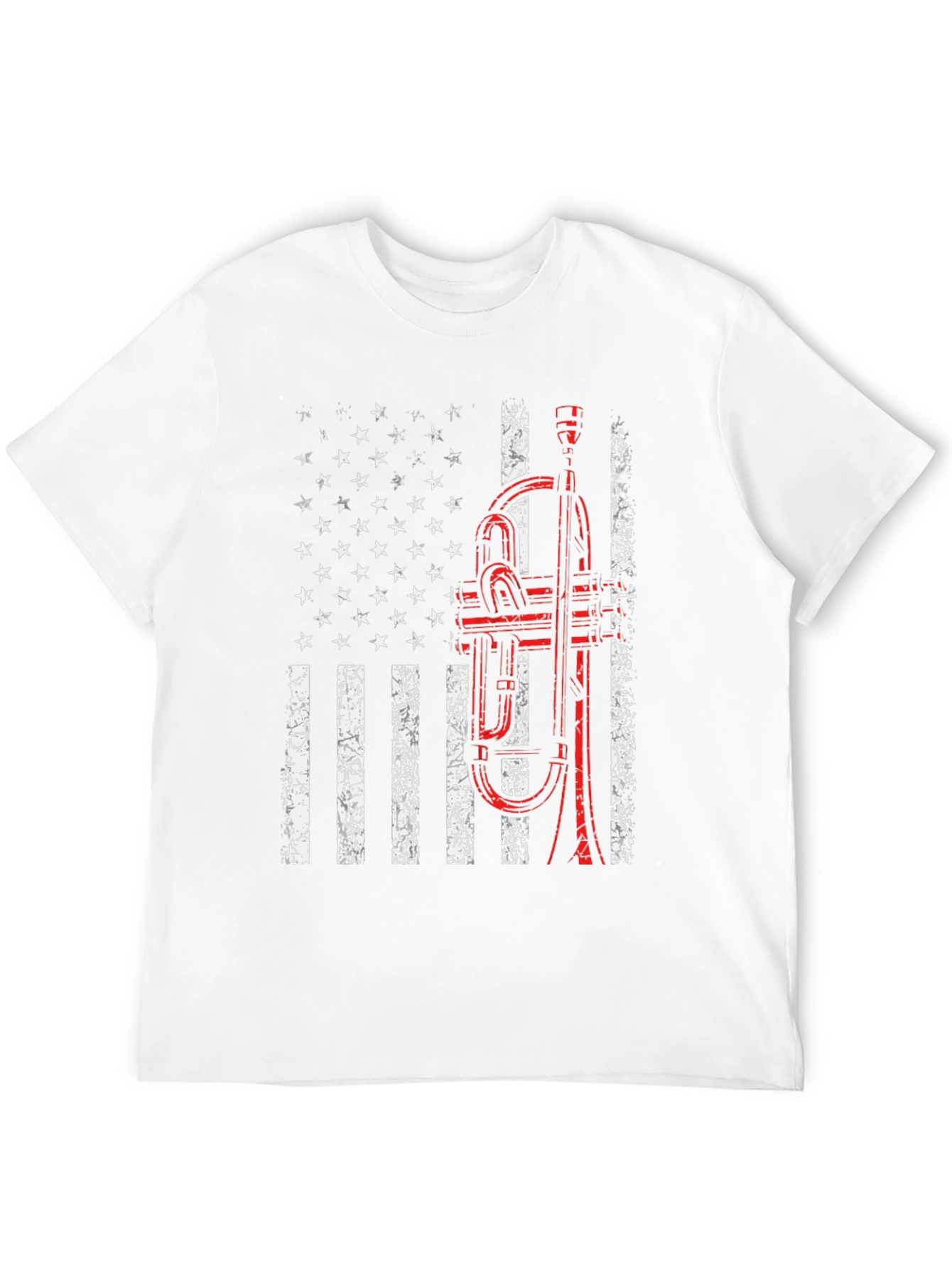 Black American Flag Trumpet T-Shirt view 12