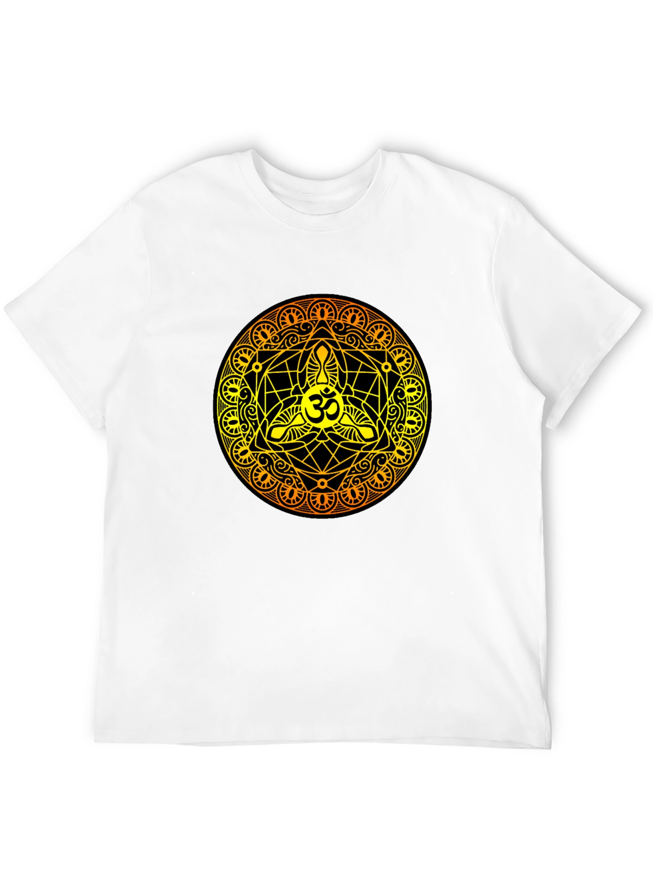 Black Om Mandala Black T-Shirt - Sacred Geometry Design view 12