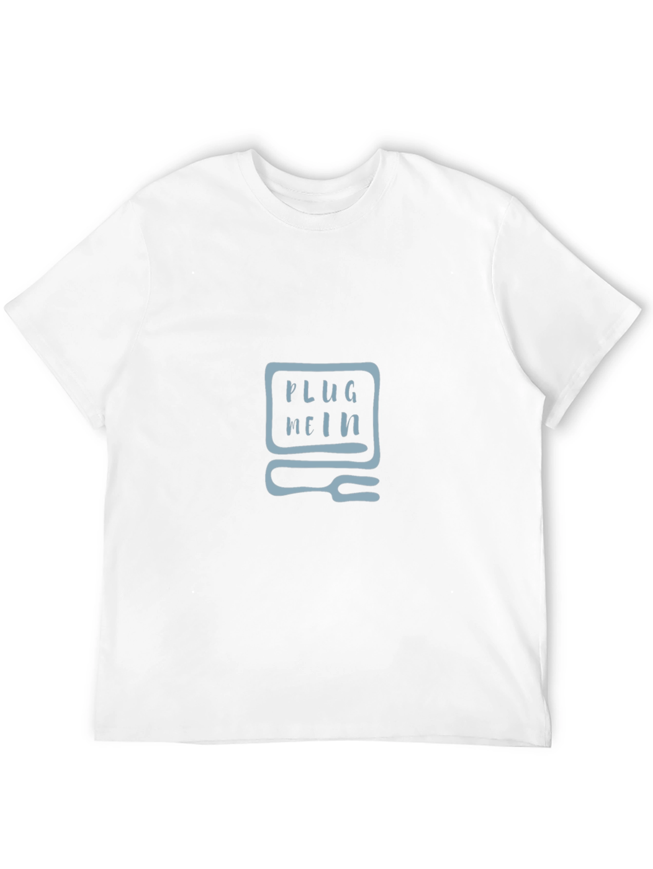 Black Plug Mein T-Shirt - Black Crew Neck Tee with Graphic Design view 12