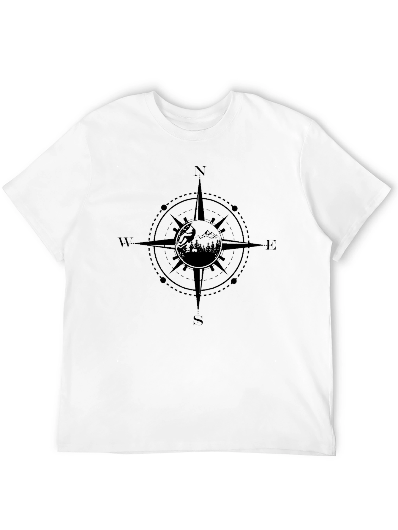 Compass Graphic Black T-Shirt - Wanderlust Adventure Tee - 12