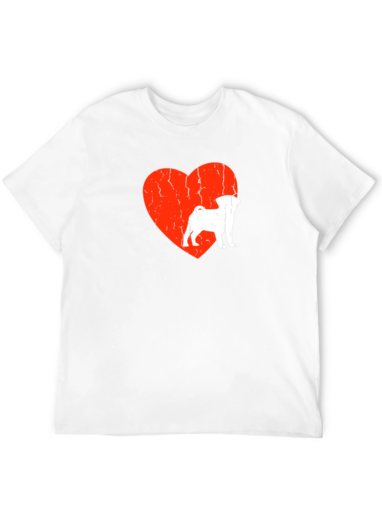 Black Pug Love Heart Graphic Tee - Men's Black T-Shirt view 12