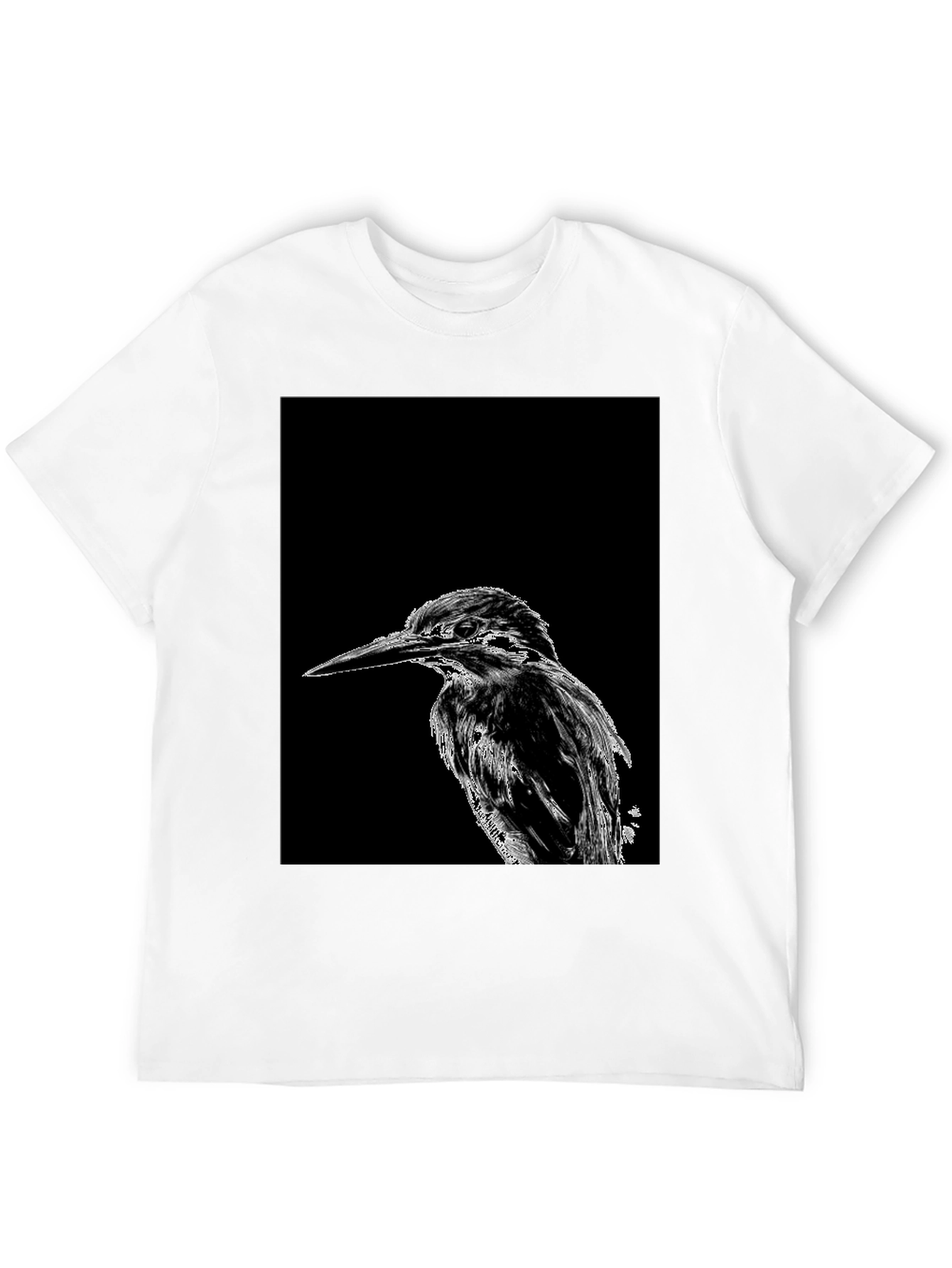 Black Kingfisher Bird Print Black T-Shirt view 12