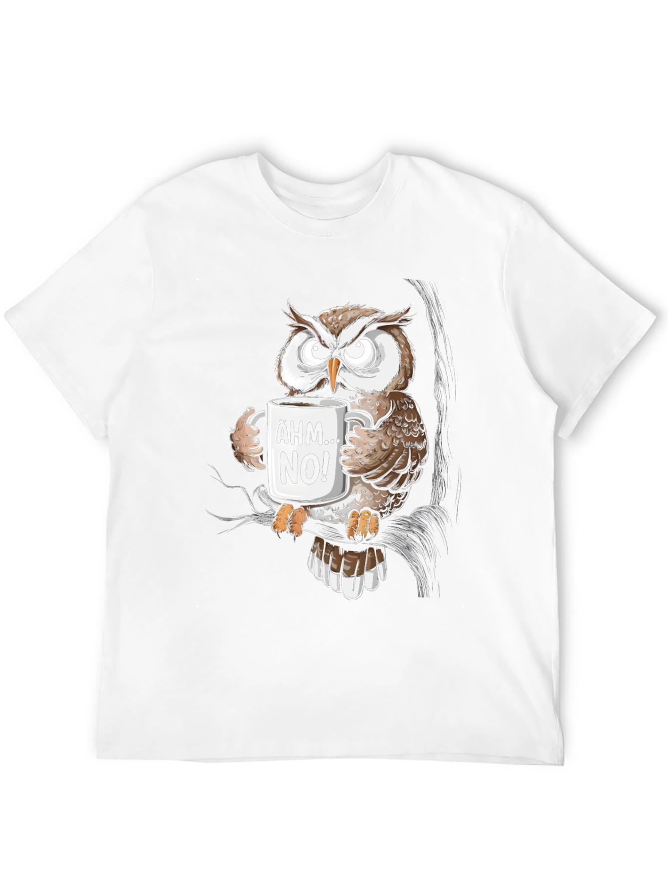 Black Funny Owl Coffee T-Shirt - Ähm No! Graphic Tee view 12