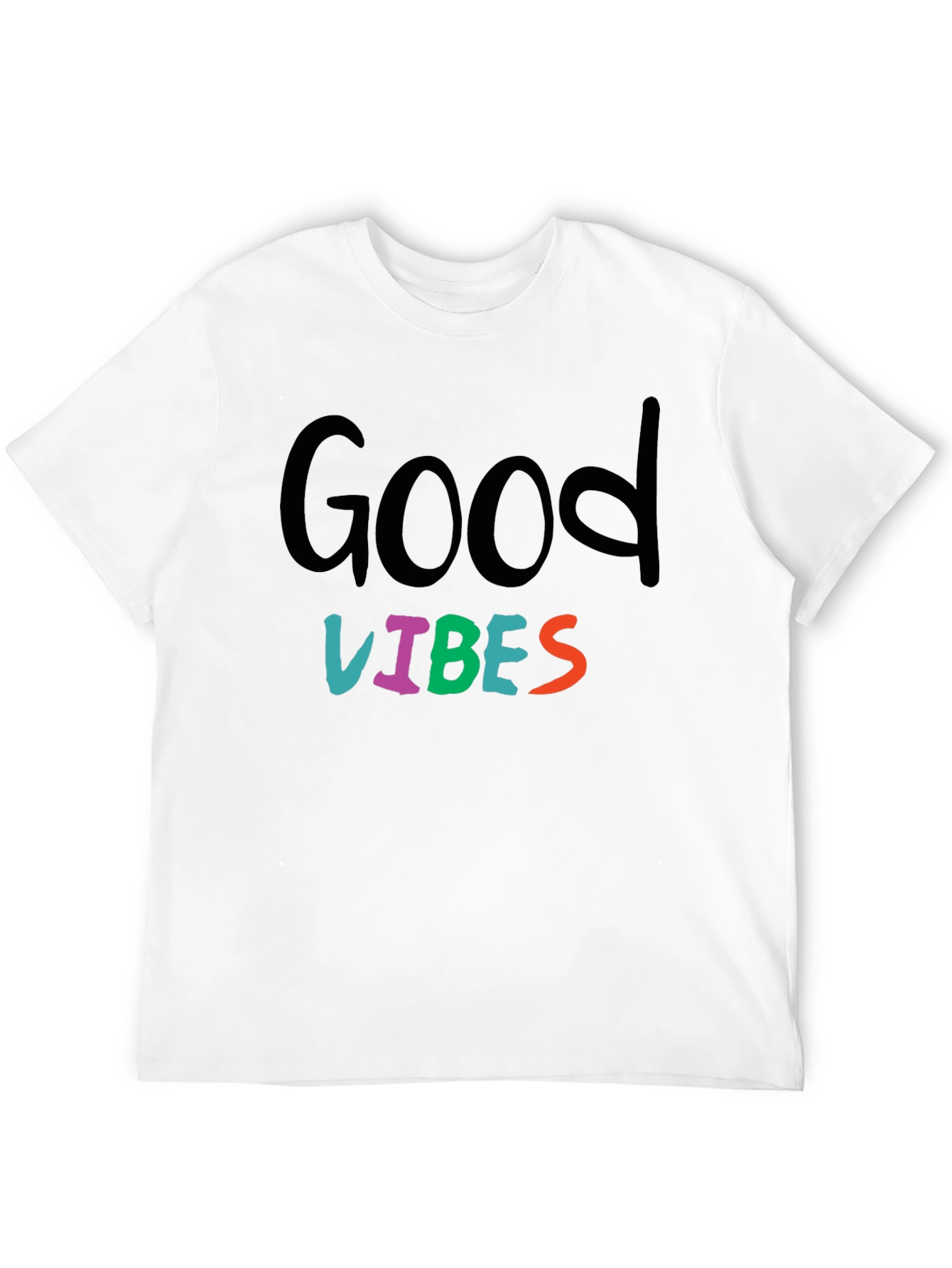 Black Good Vibes Graphic Print Black T-Shirt view 12