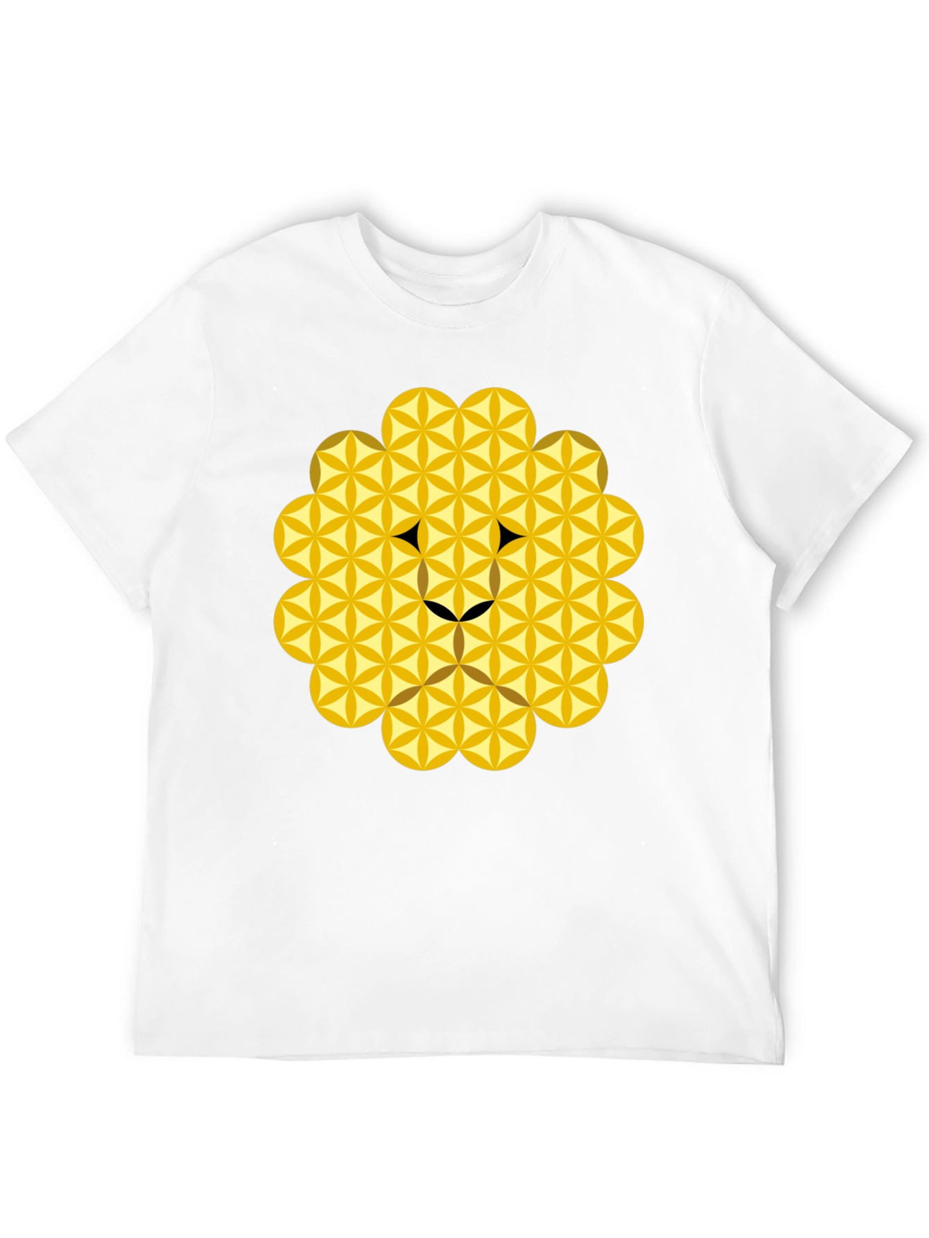 Black Geometric Flower of Life Lion Head Black T-Shirt view 12