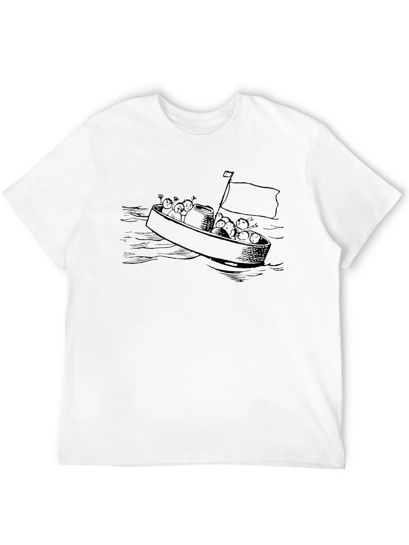 Black Cartoon Boat Black T-Shirt view 12