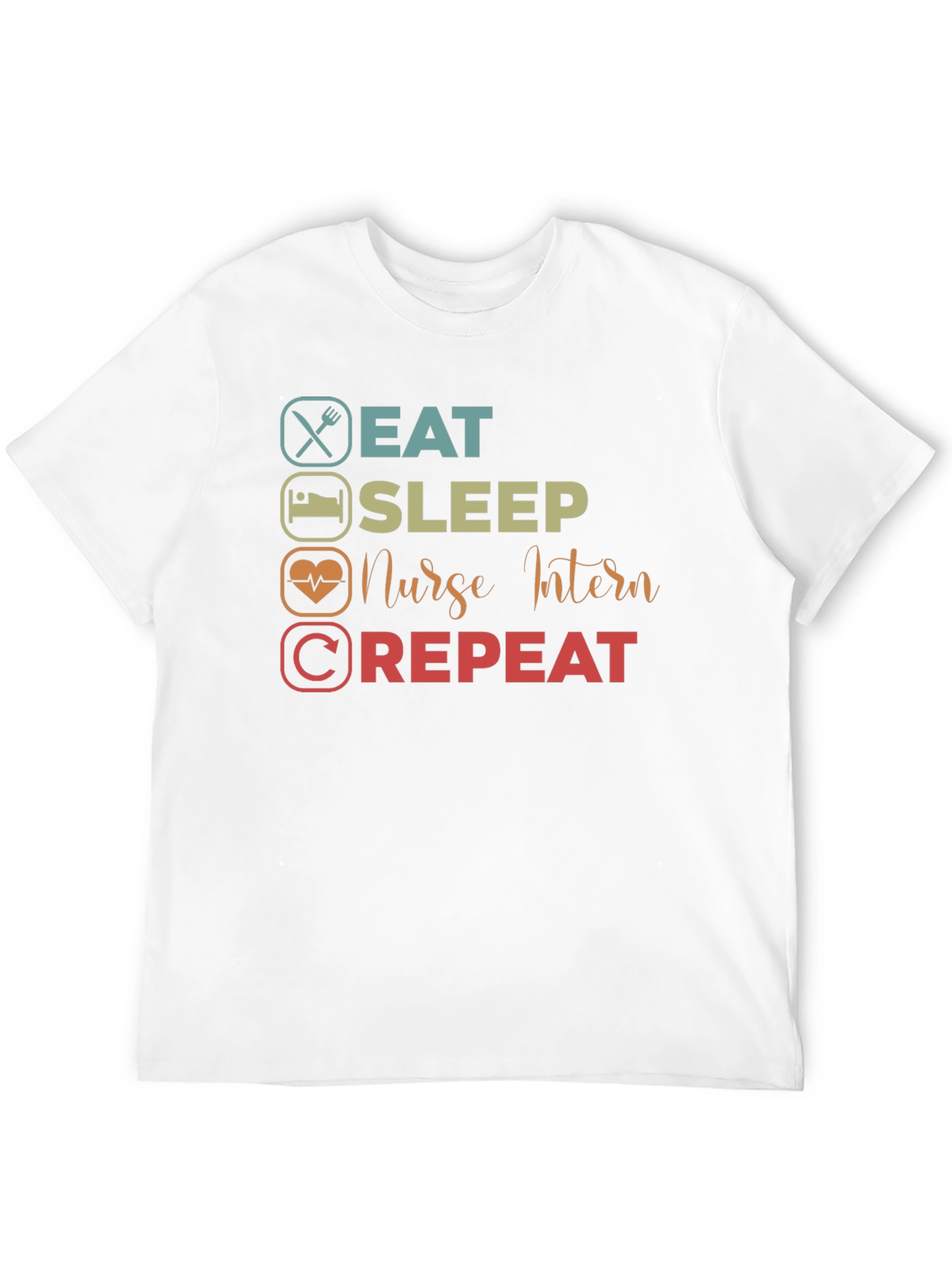 Black Eat Sleep Nurse Intern Repeat T-Shirt view 12