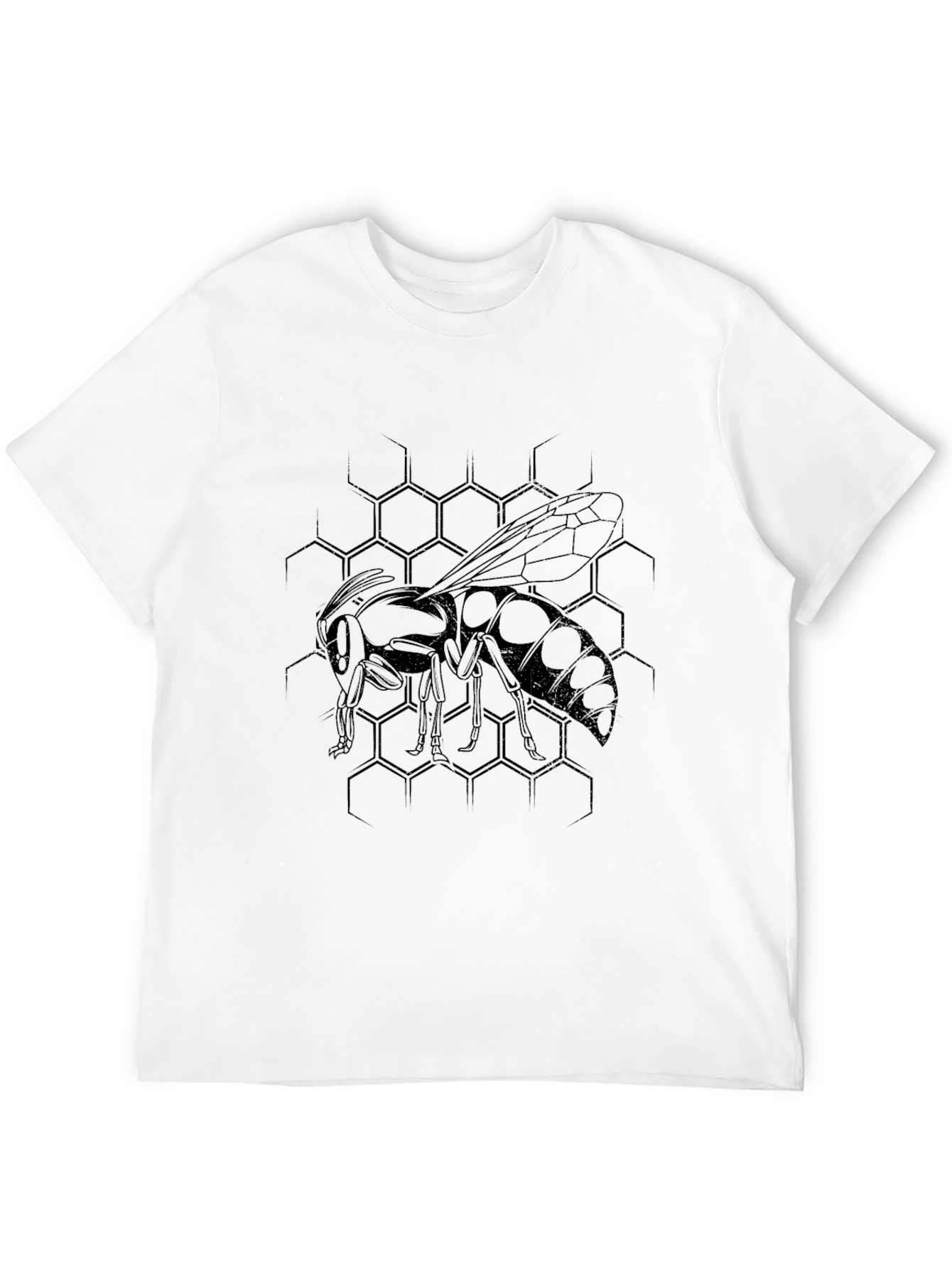 Black Men's Black Graphic Tee - Honeycomb Wasp Design view 12