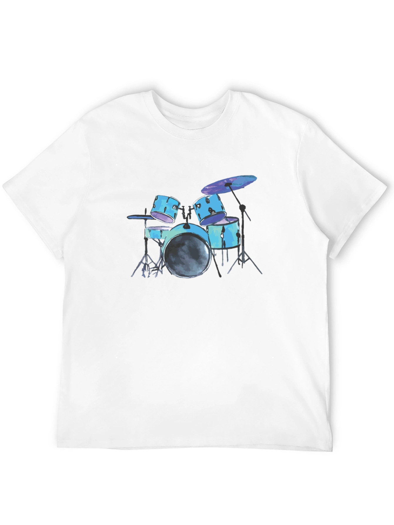 Black Drum Kit Graphic Tee - Black Cotton T-Shirt view 12