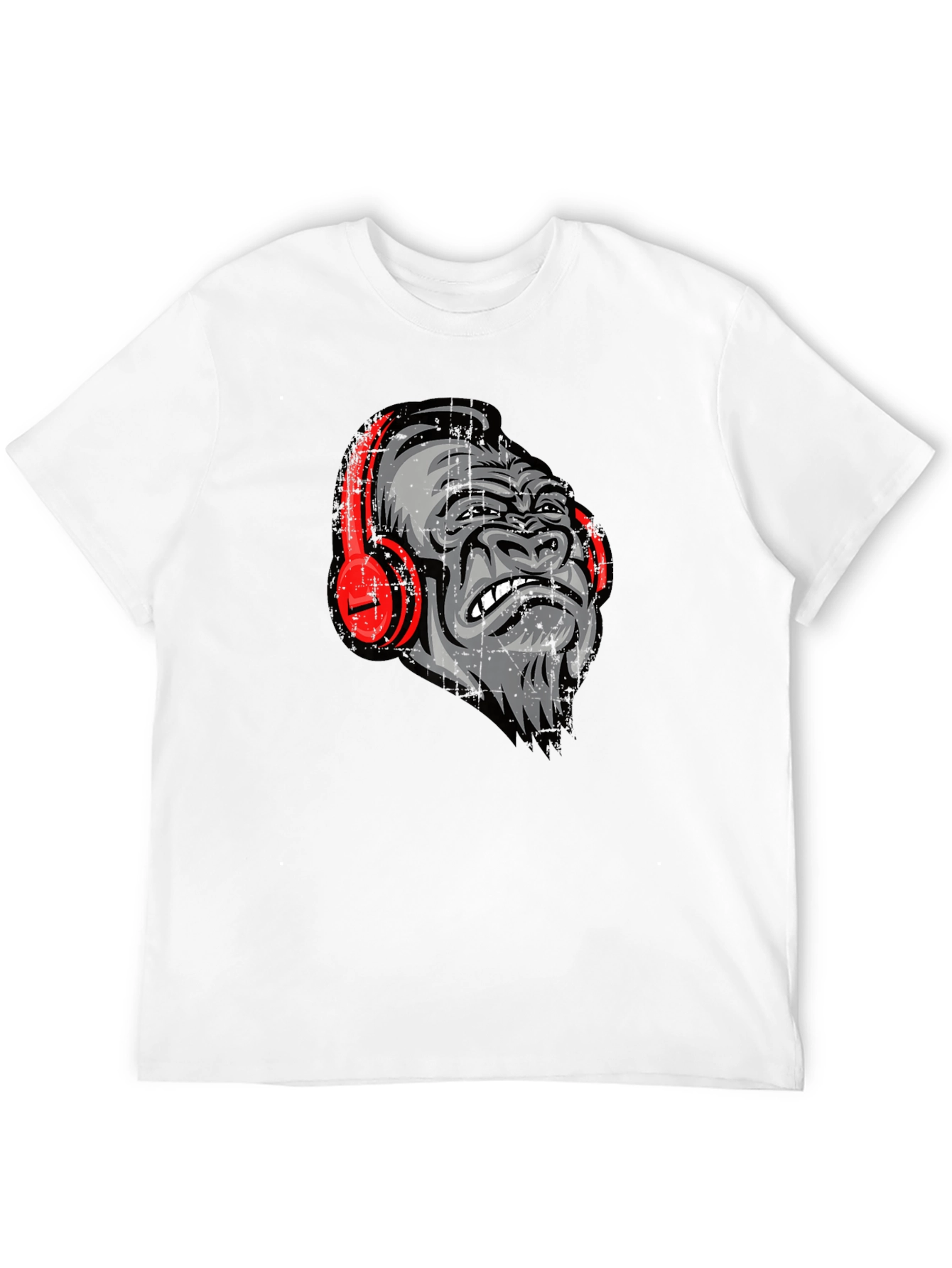 Black Cool Gorilla with Headphones Graphic Tee view 12
