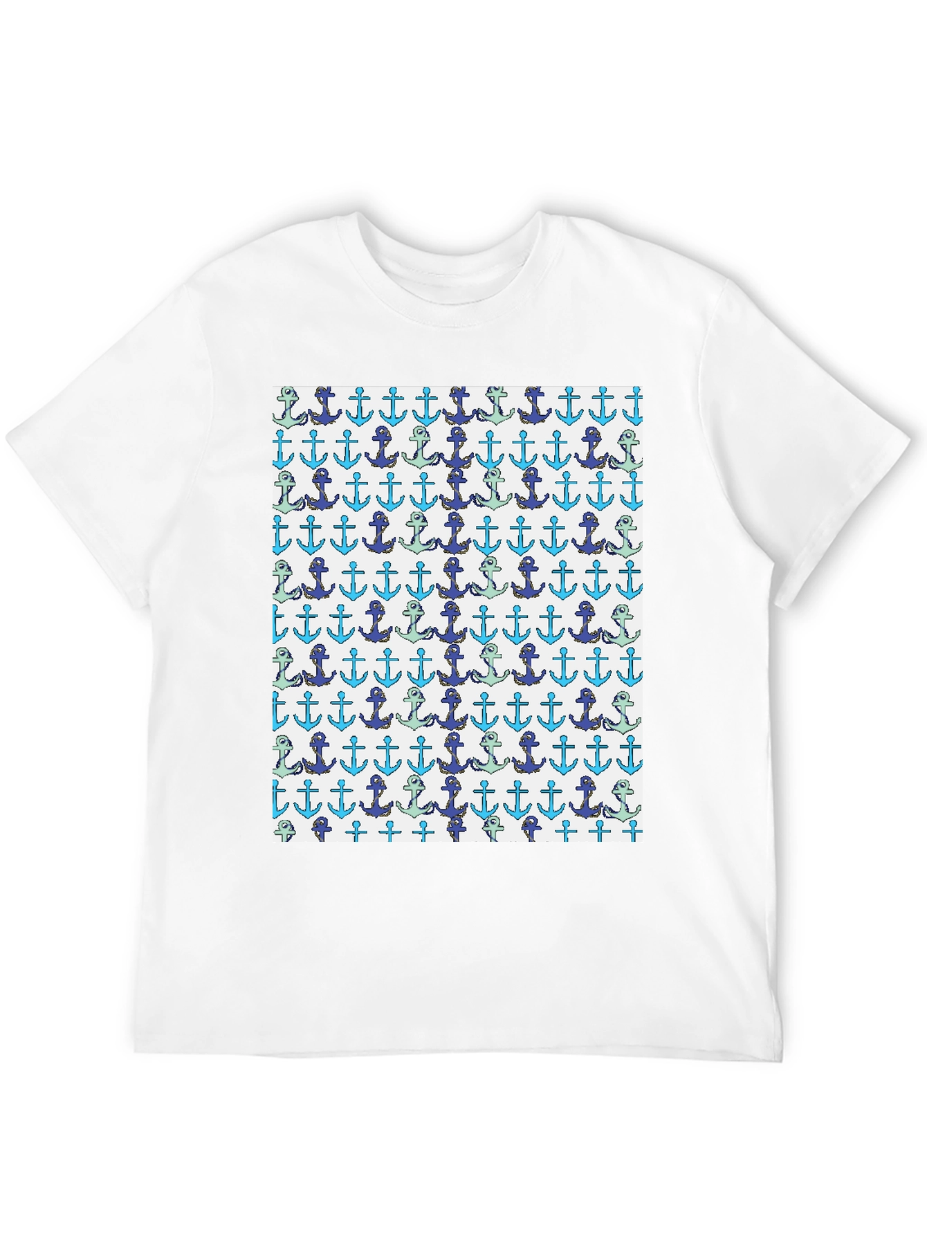 Black Anchor Pattern T-Shirt - Nautical Theme view 12