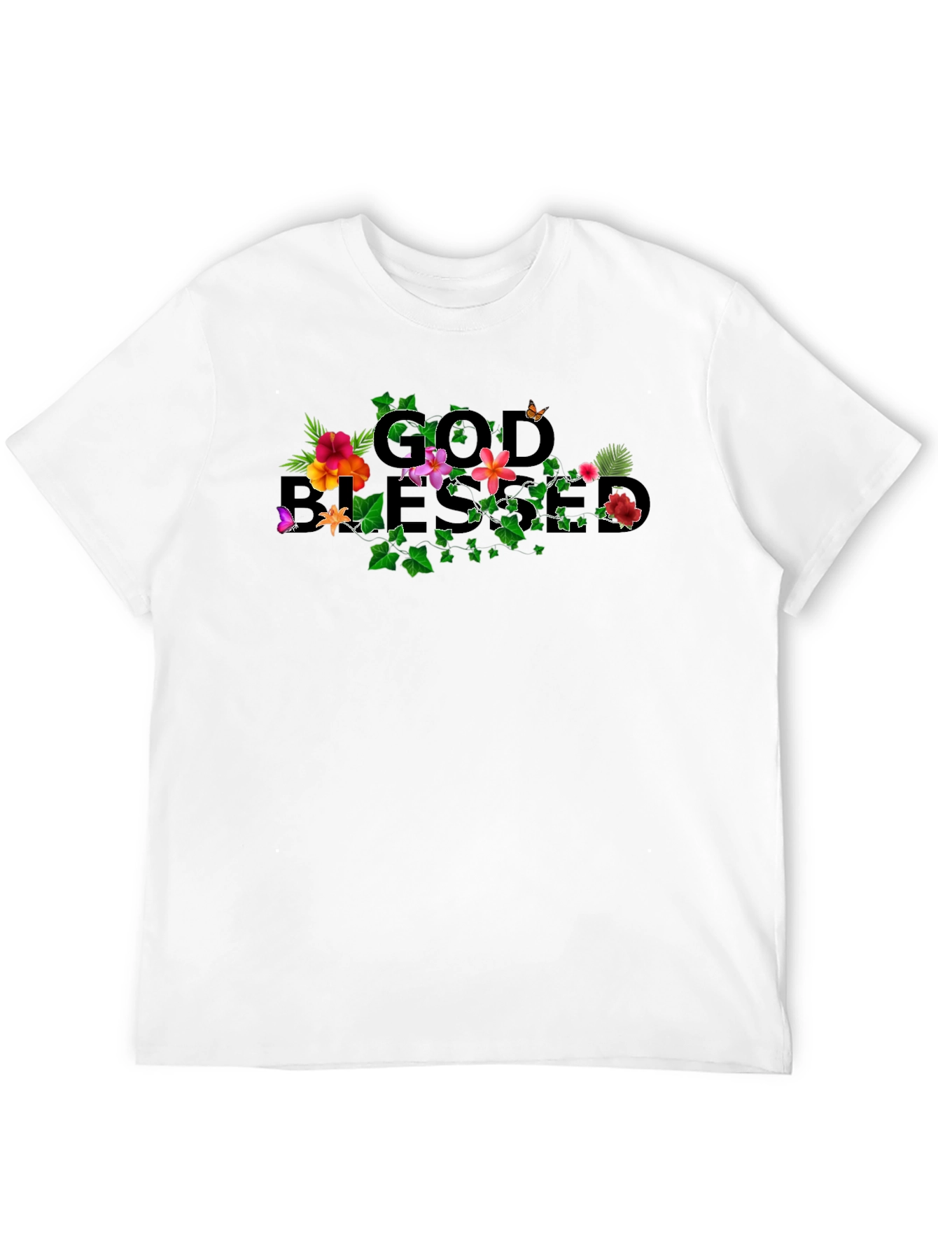 Black God Blessed Floral T-Shirt view 12