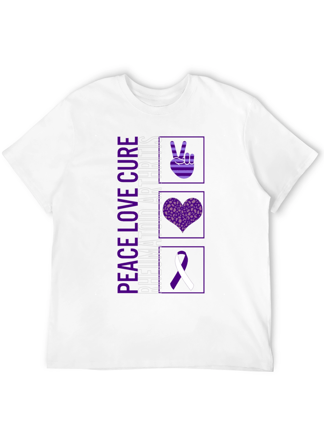 Peace Love Cure Rheumatoid Arthritis Awareness T-Shirt - 12