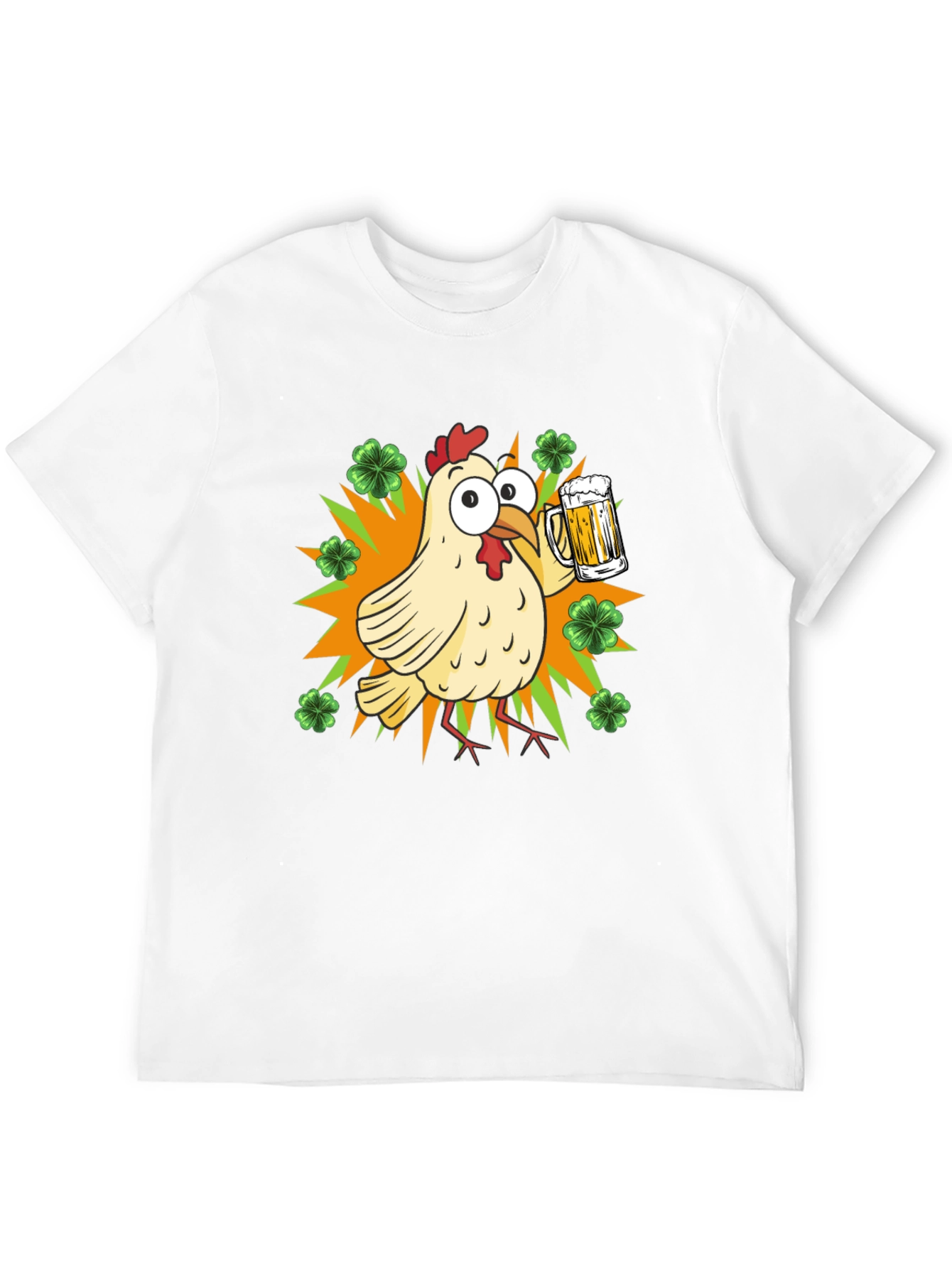 Black St. Patrick's Day Chicken with Beer T-Shirt view 12