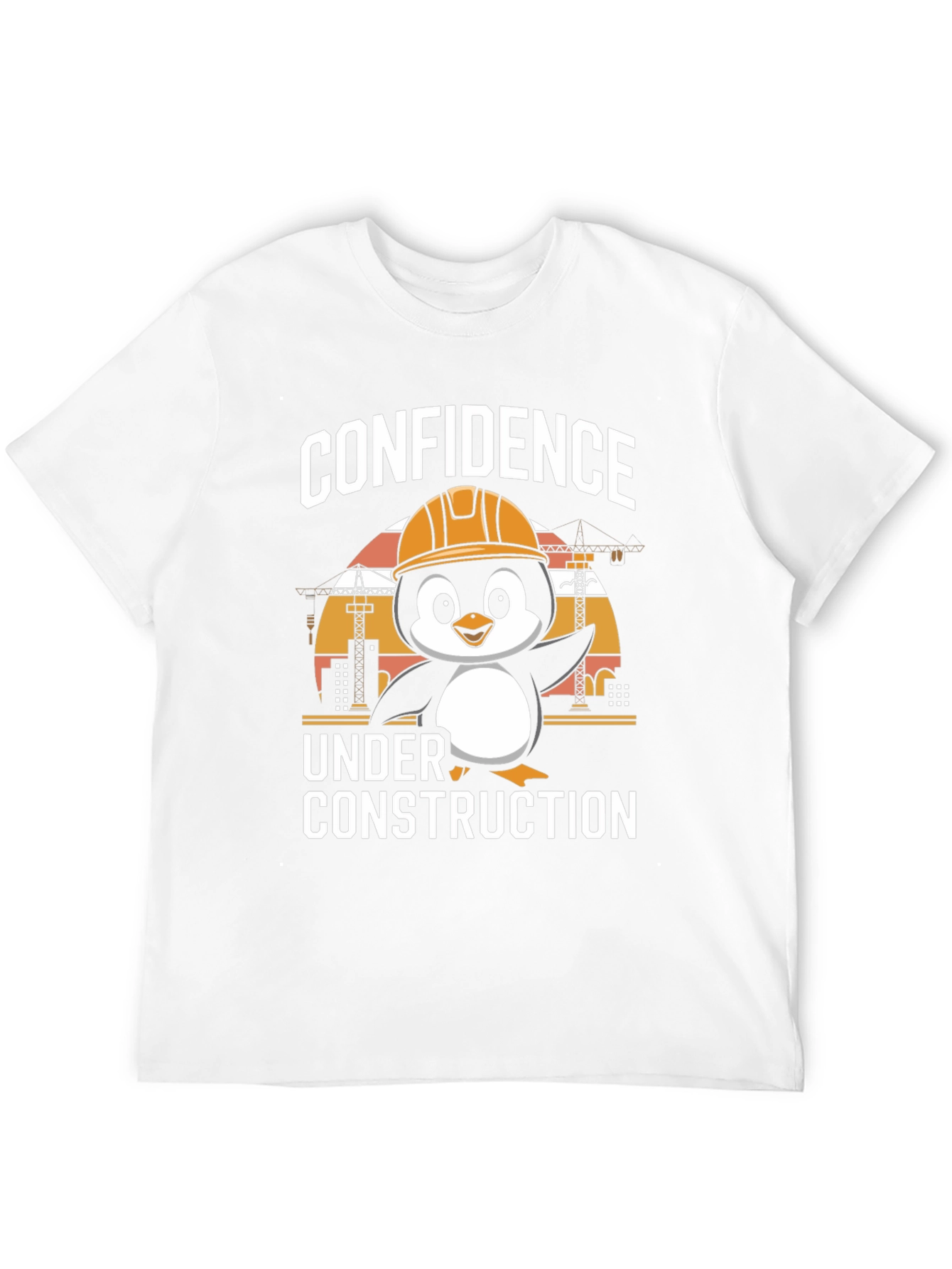 Black Confidence Under Construction Penguin T-Shirt view 12