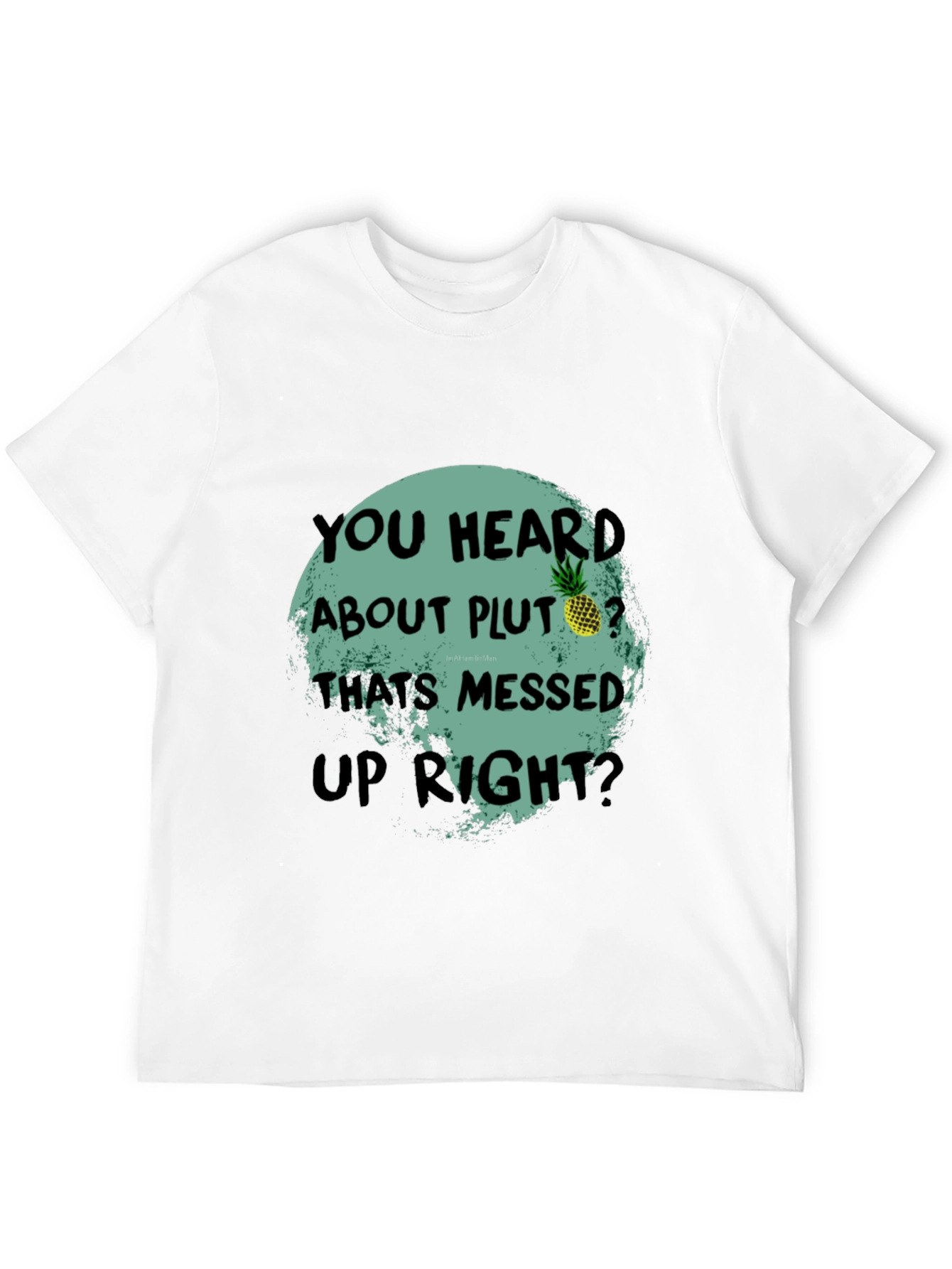 Black Funny Pluto Pineapple Graphic Tee - Unique Statement T-Shirt view 12