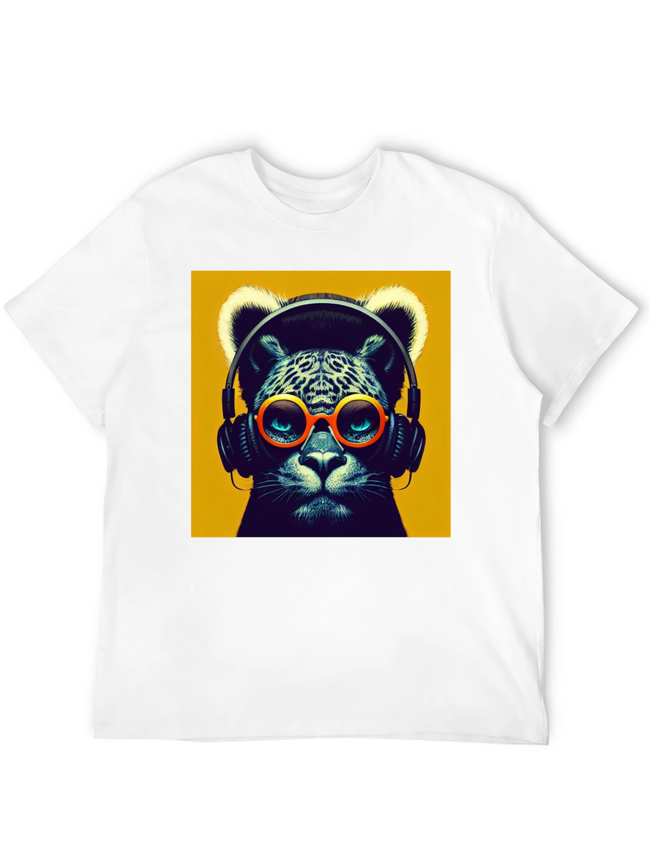 Black Cool Cat Graphic Tee - Music Lover T-Shirt view 12