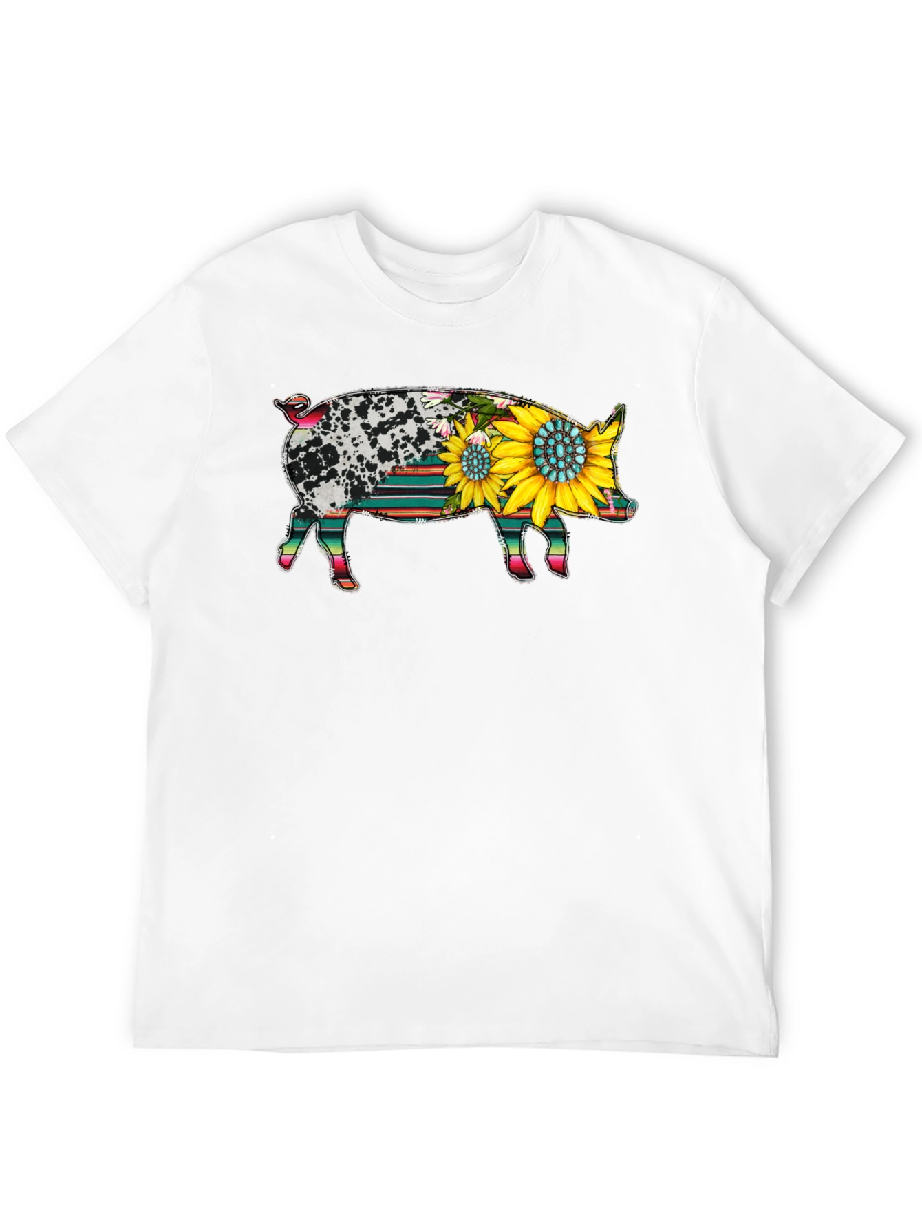 Black Sunflower Pig Graphic Tee view 12