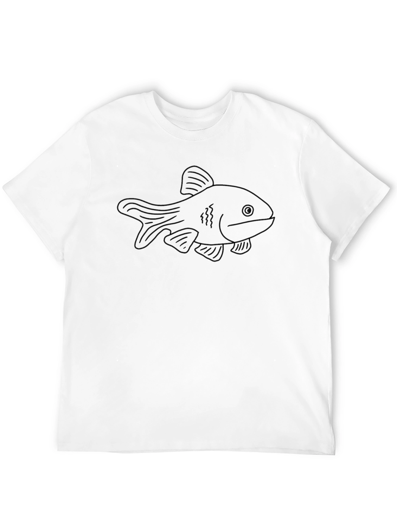 Black Black Fish Outline Tee - Cool Graphic T-Shirt view 12