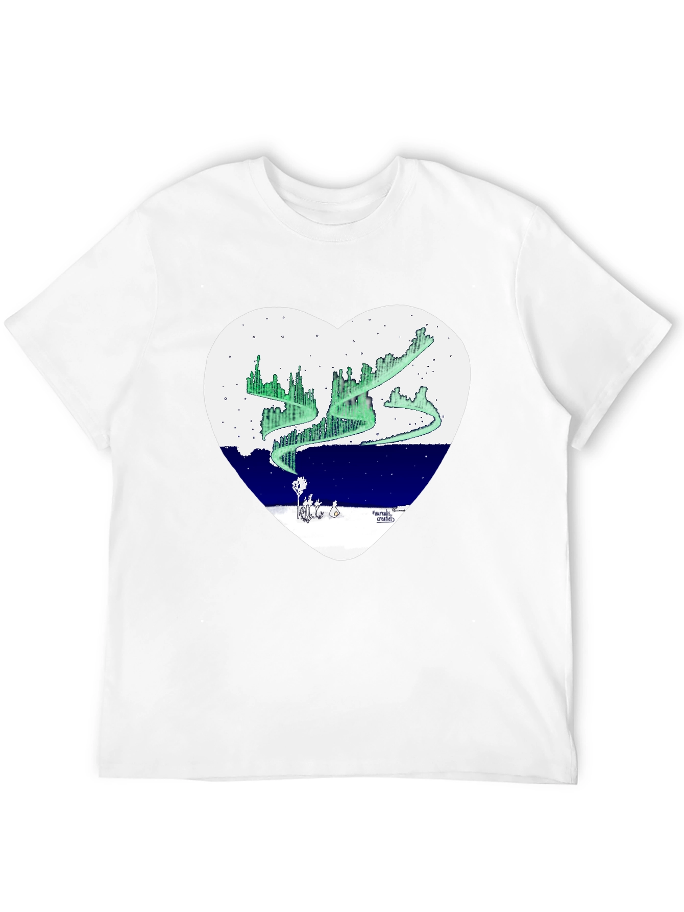 Black Aurora Borealis Heart Graphic T-Shirt view 12