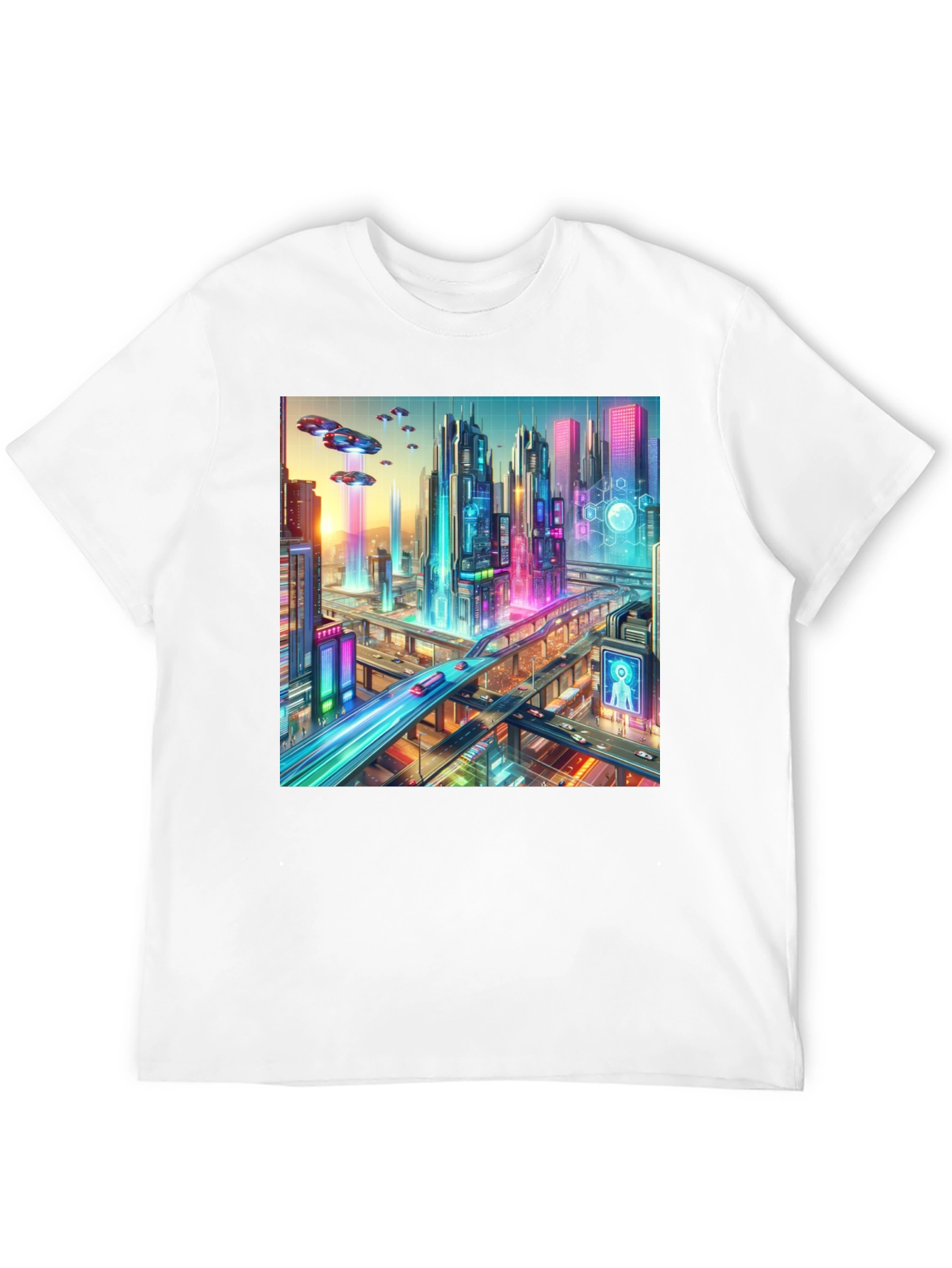 Black Futuristic Cityscape Graphic Tee - Black view 12