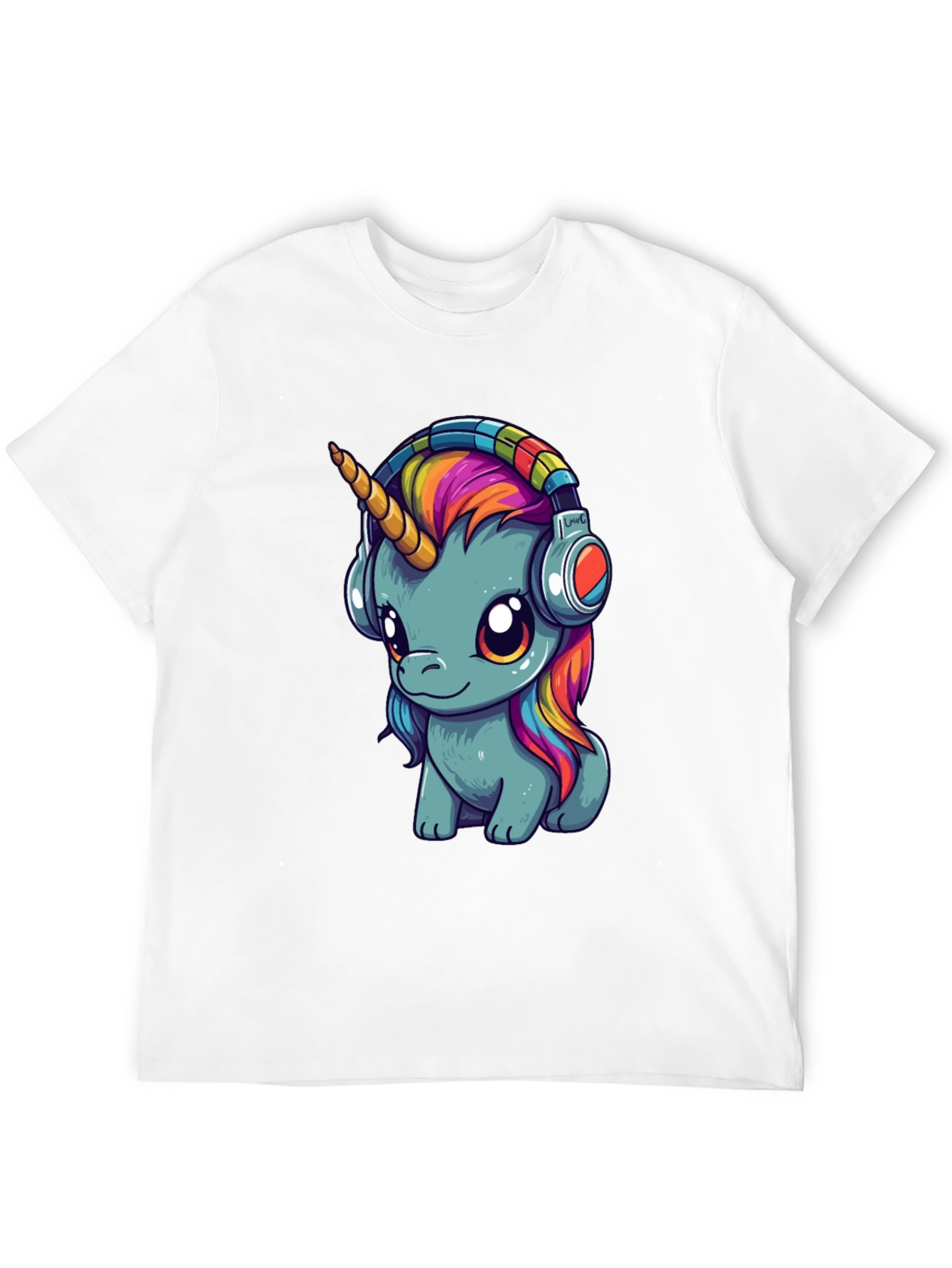 Black Unicorn Headphones Graphic Tee - Black Cotton T-Shirt view 12