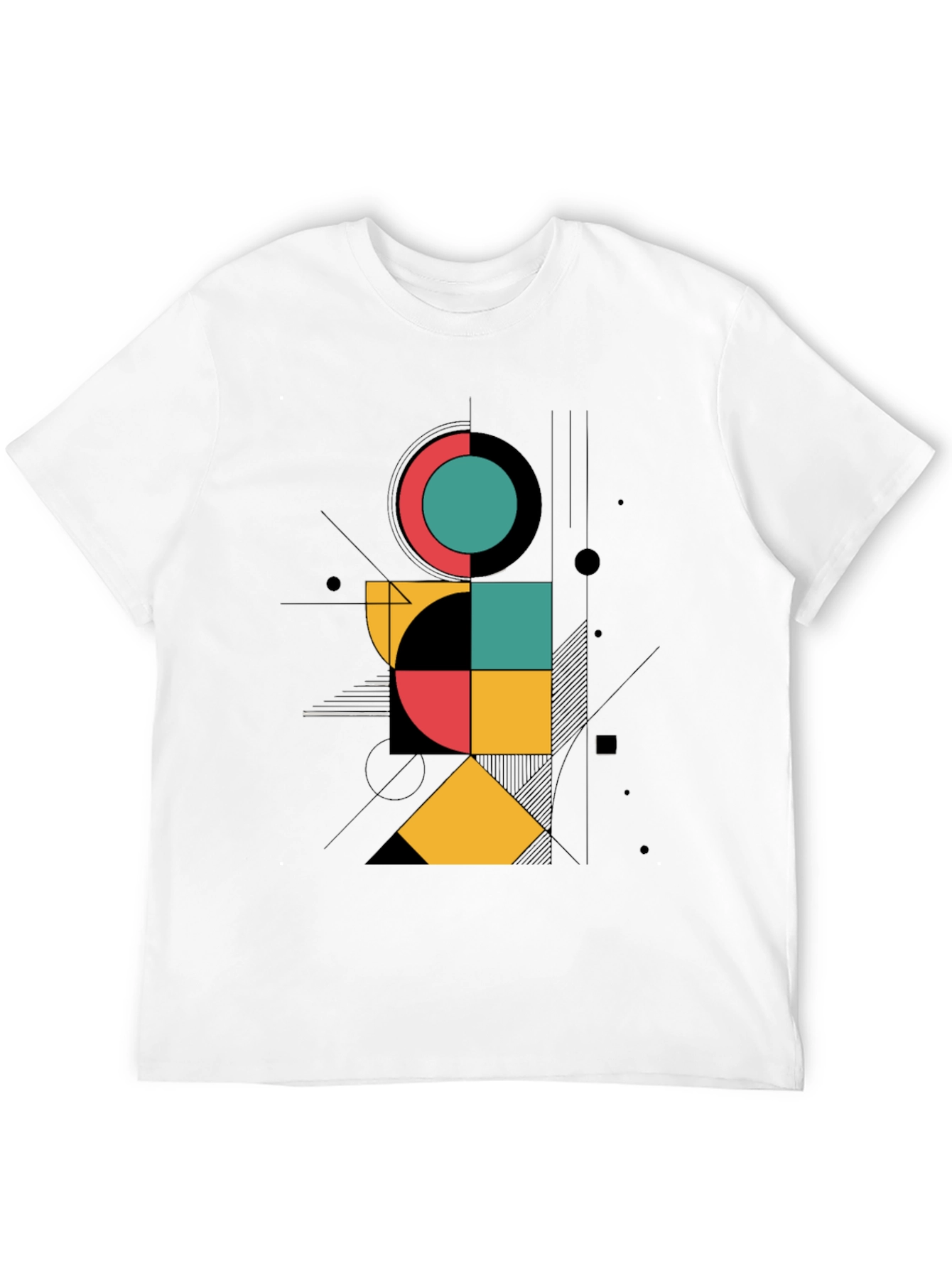 Black Geometric Graphic Print Black T-Shirt view 12