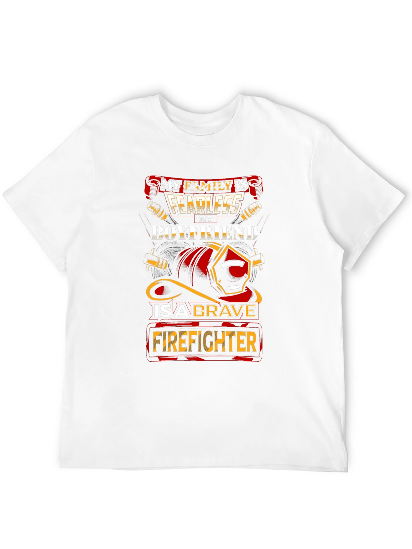 Black Fearless Firefighter Boyfriend Graphic Tee view 12