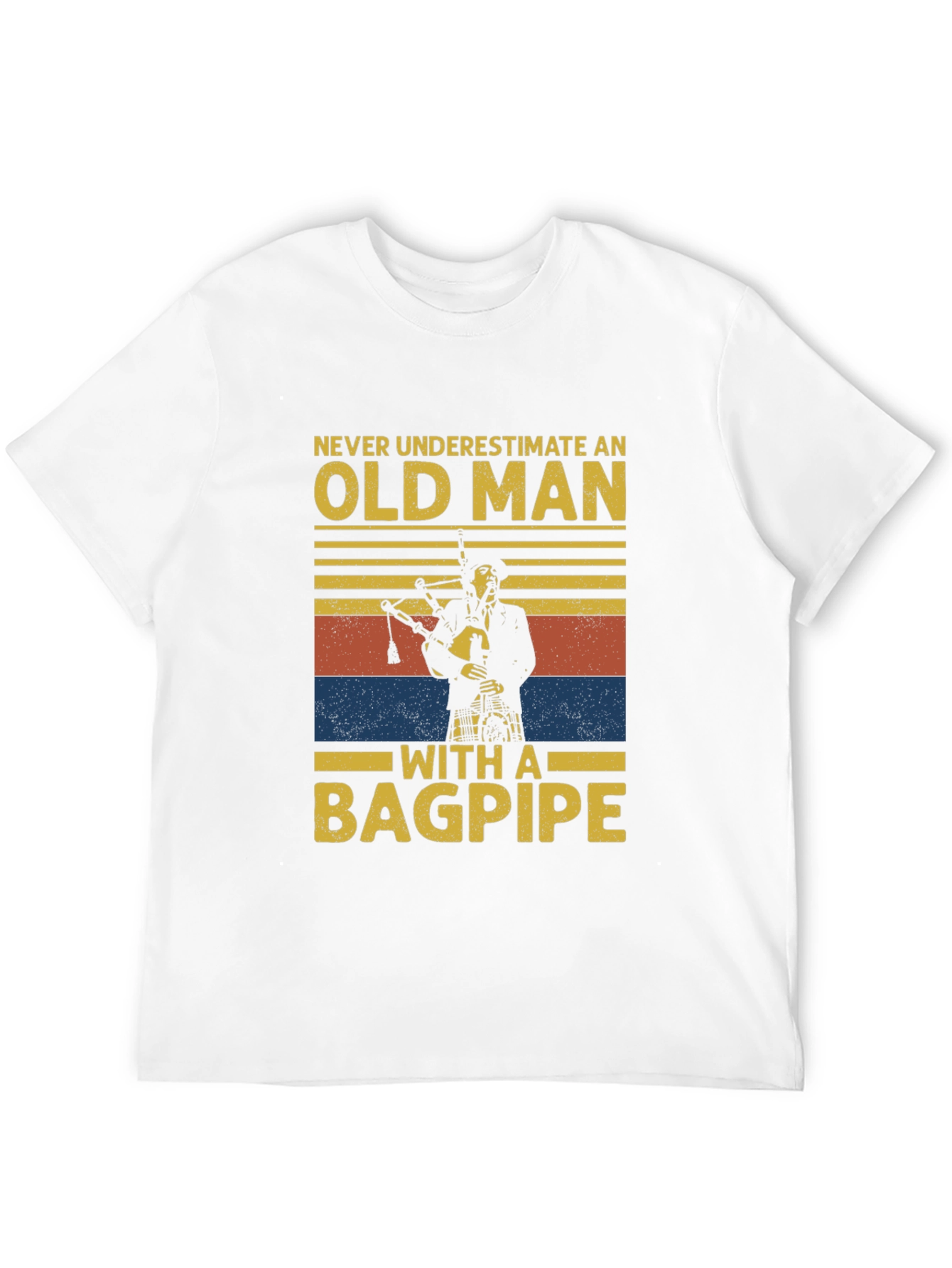Black Old Man with a Bagpipe T-Shirt - Novelty Graphic Tee view 12