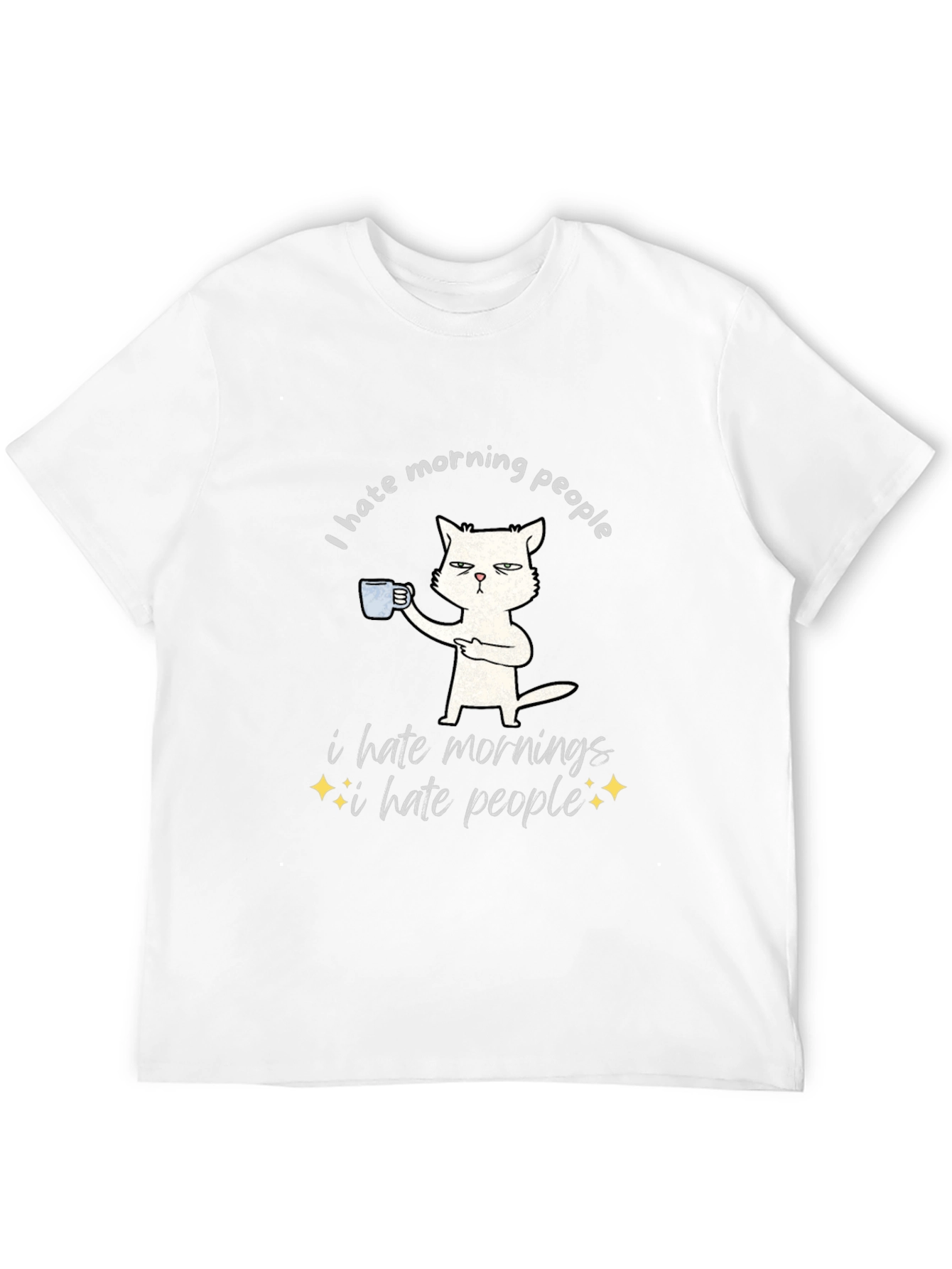 Black I Hate Morning People Cat T-Shirt - Funny Graphic Tee view 12