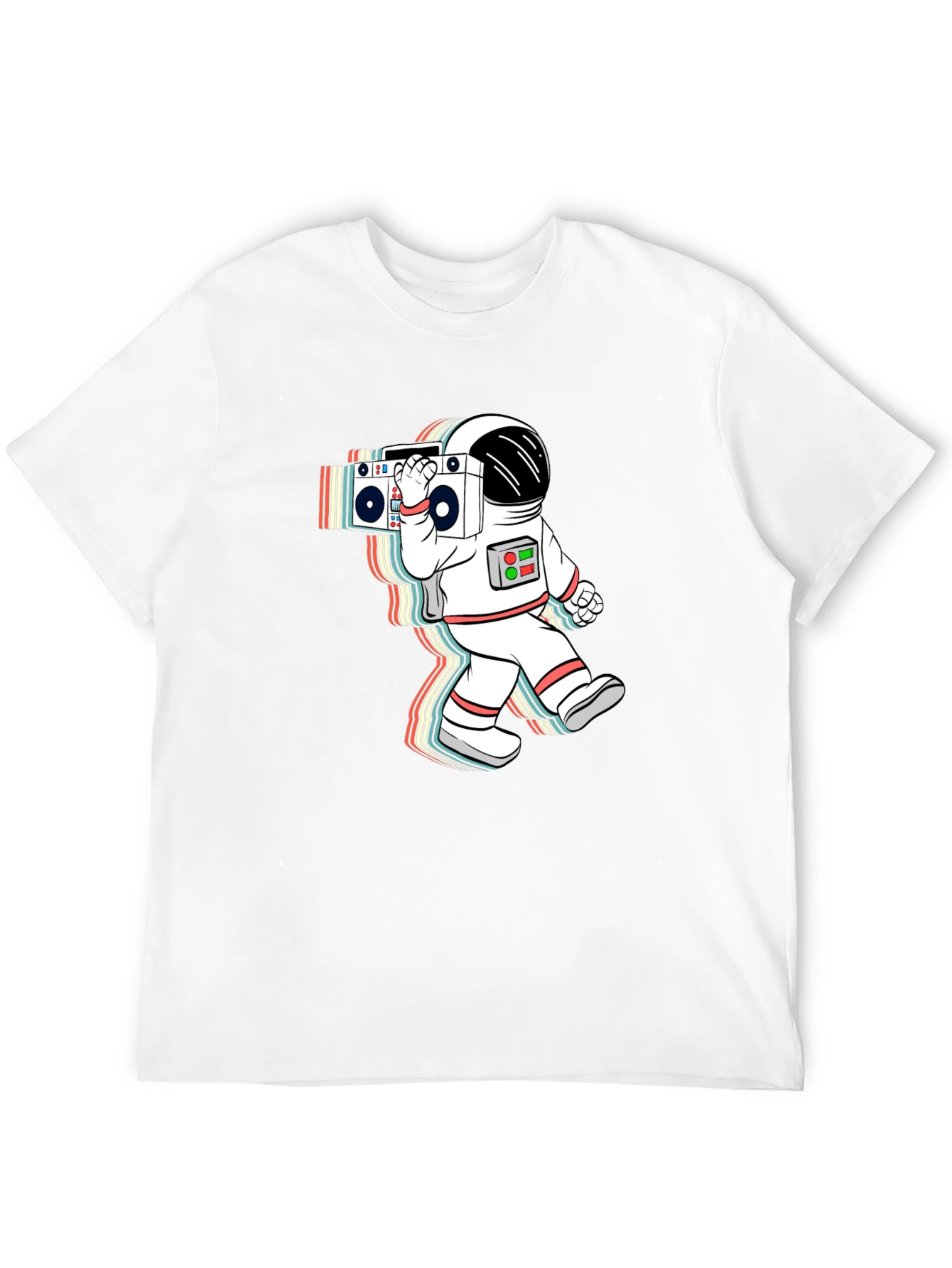 Black Retro Astronaut Boombox Black T-Shirt view 12