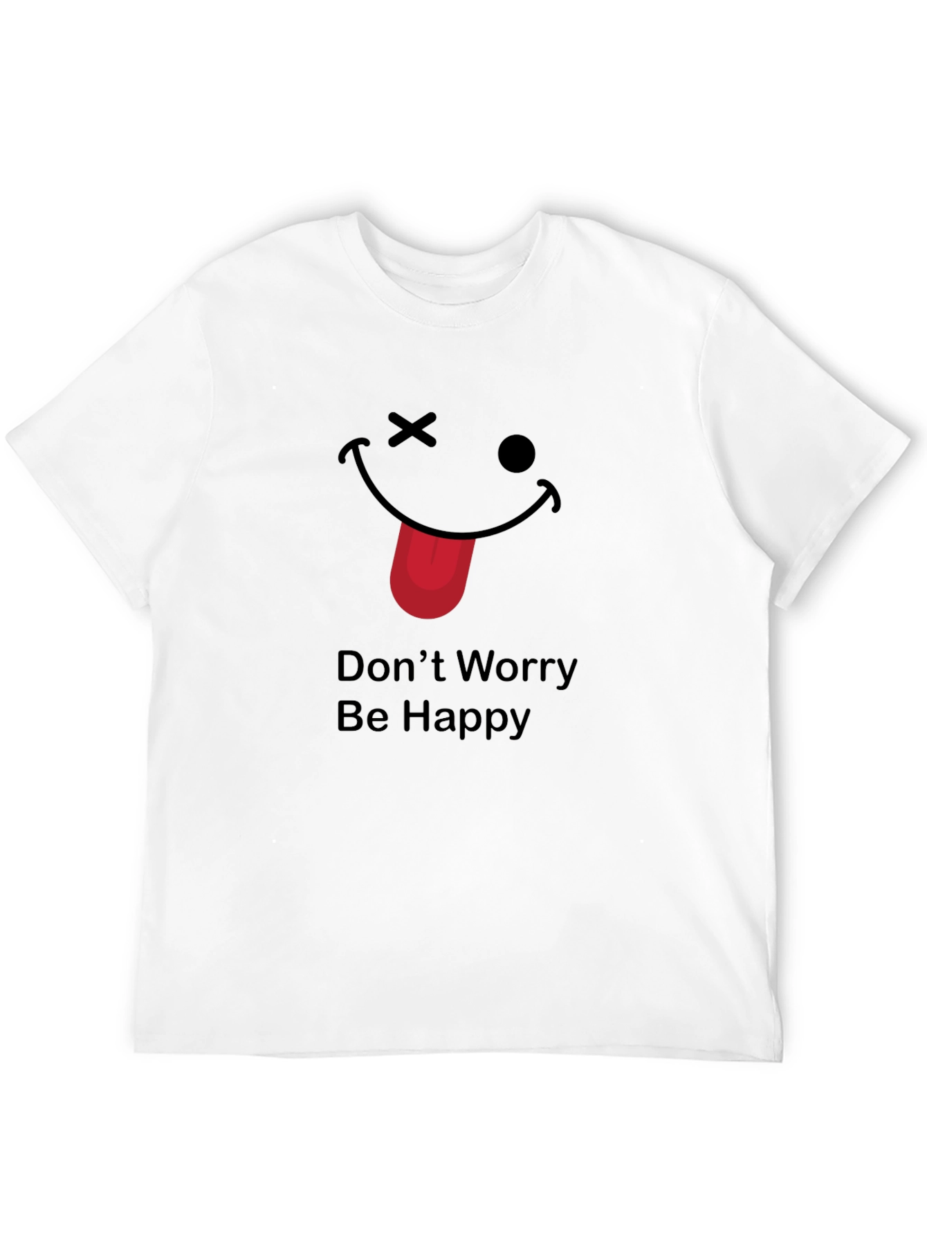 Black Funny "Don't Worry Be Happy" Graphic Tee view 12