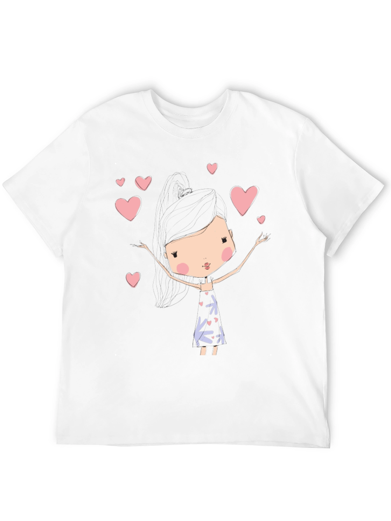 Black Cute Girl Heart T-Shirt view 12