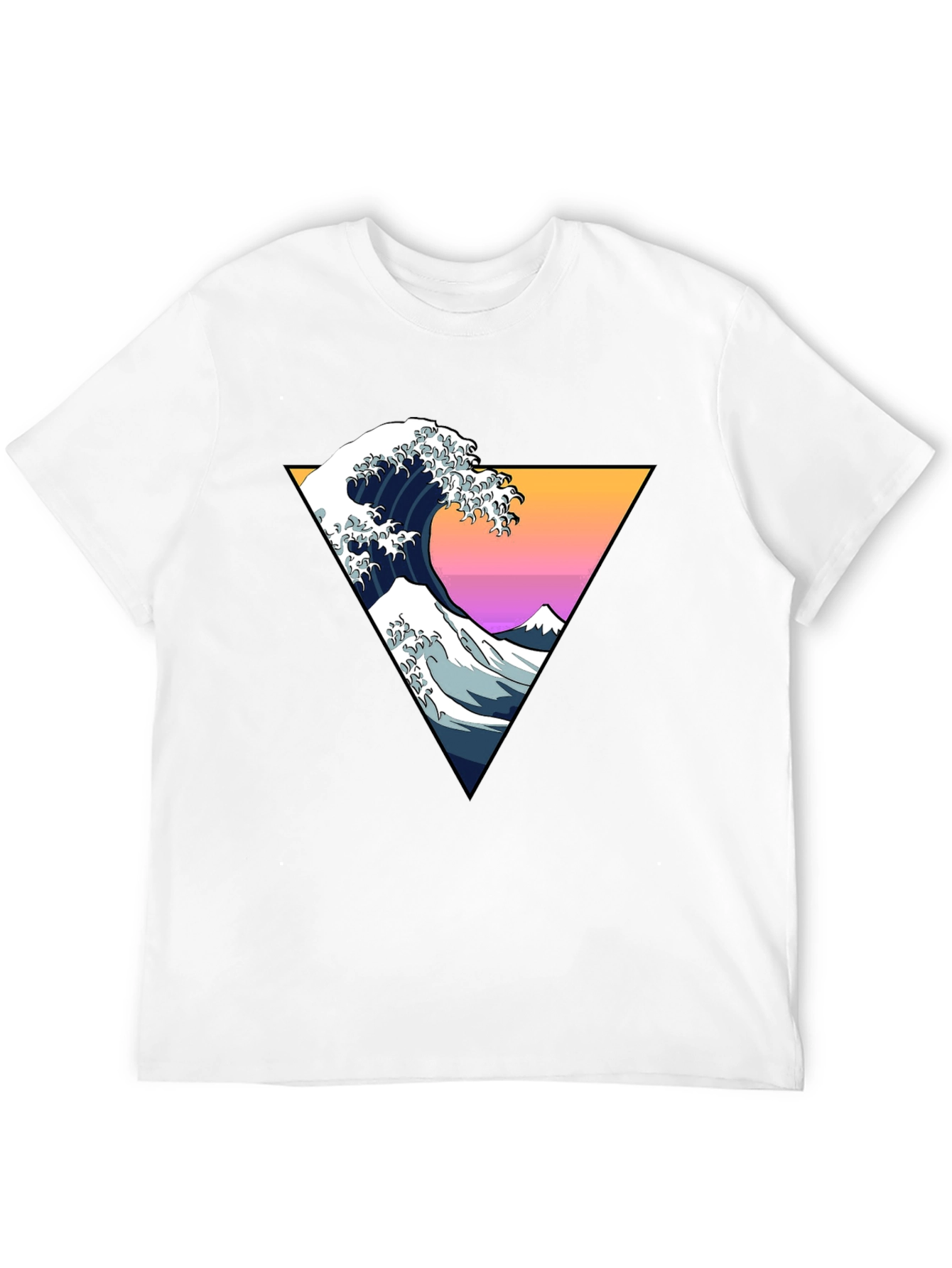 Black Great Wave Geometric Triangle T-Shirt view 12