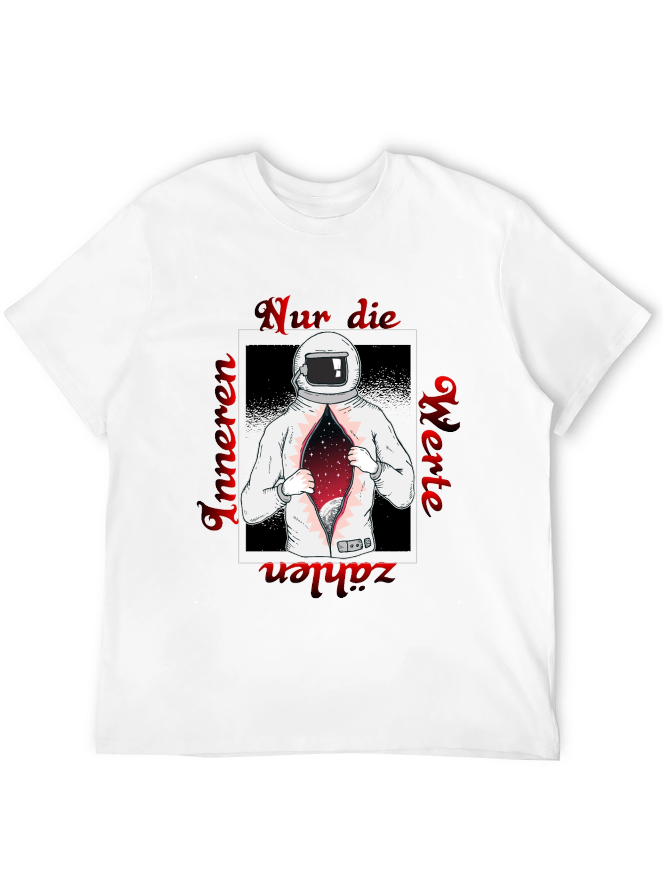 Black Astronaut Space T-Shirt - German Text Print view 12