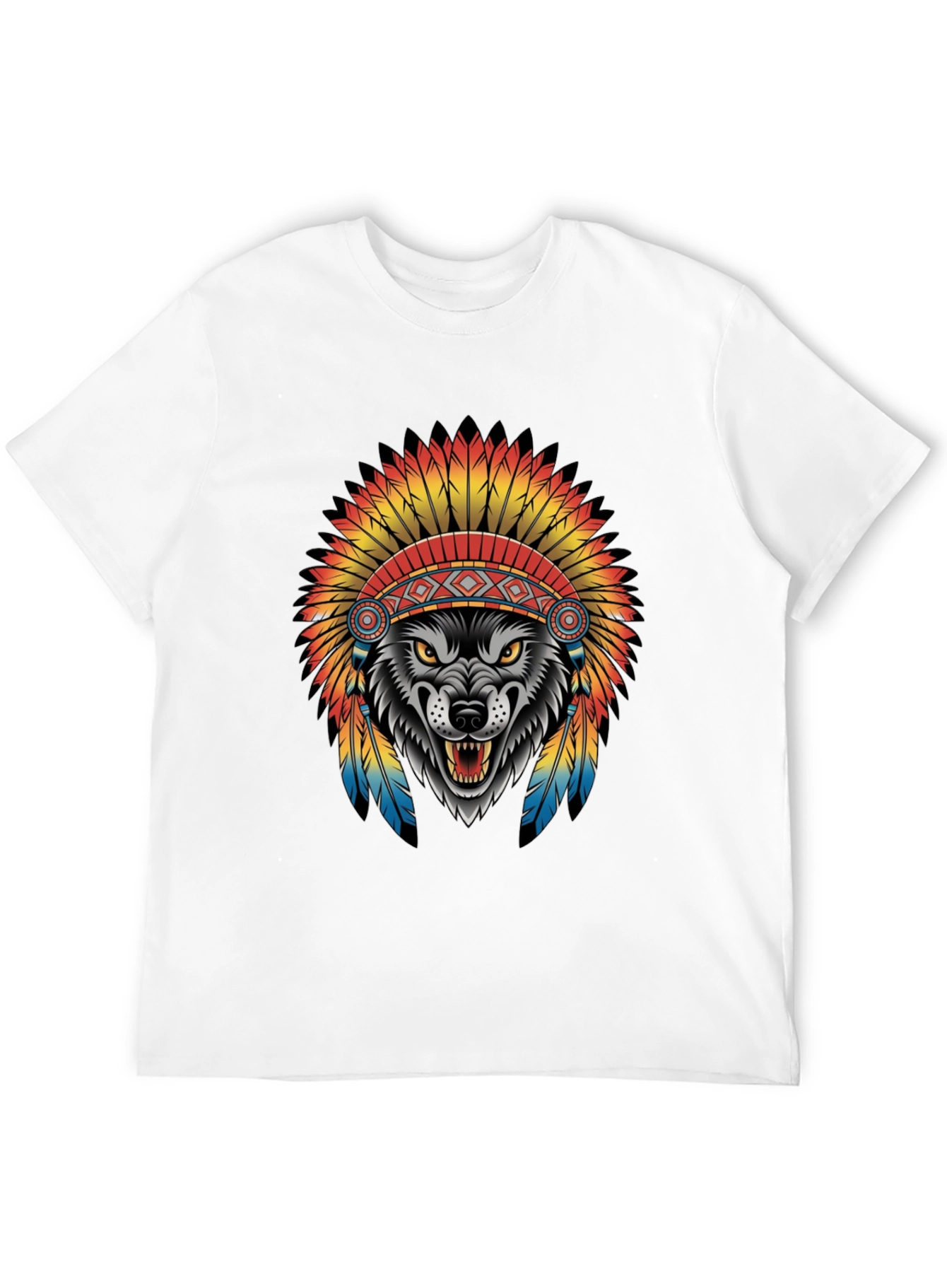 Black Wolf in Headdress Graphic Tee - Black view 12