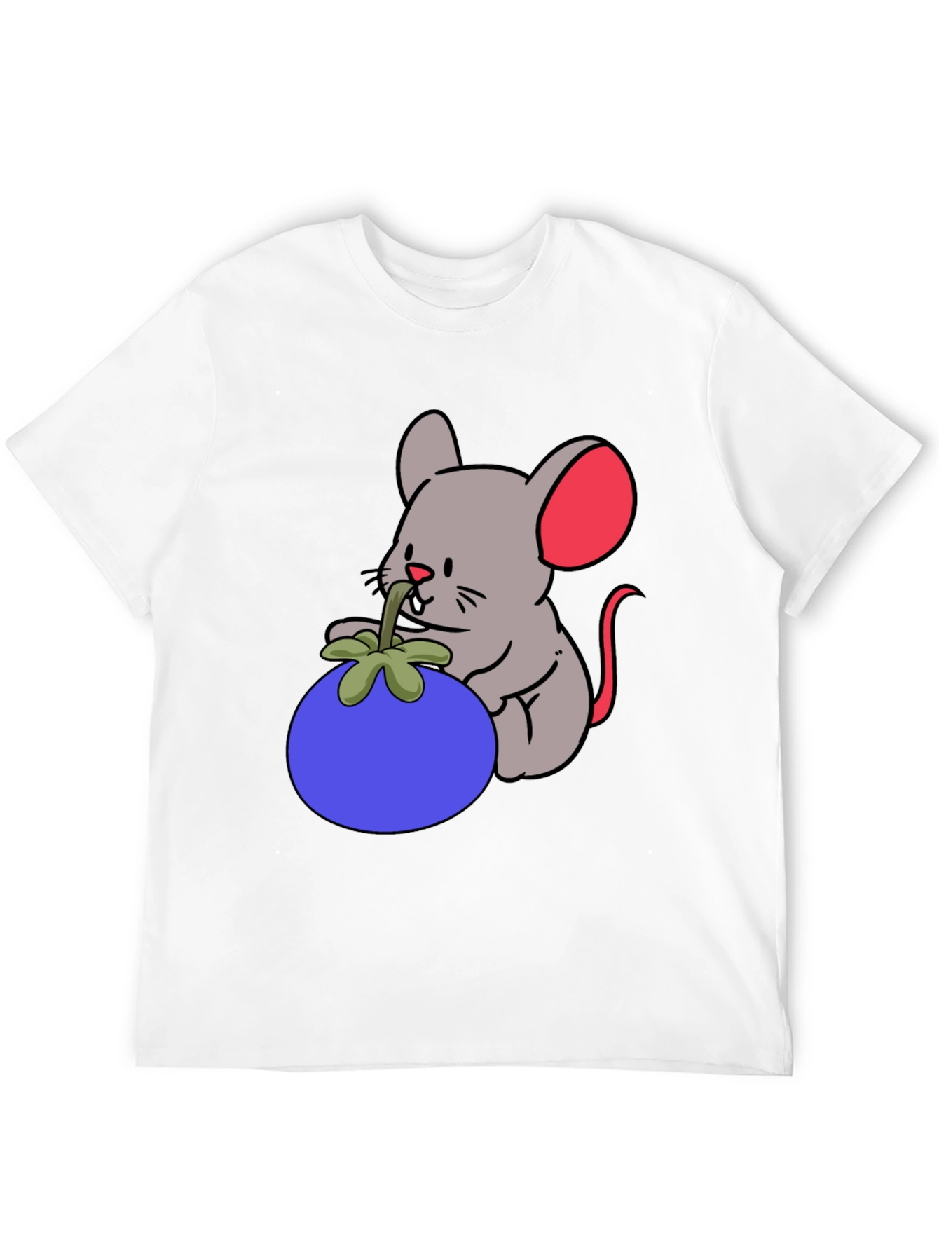 Black Cartoon Mouse & Berry Graphic Black T-Shirt view 12