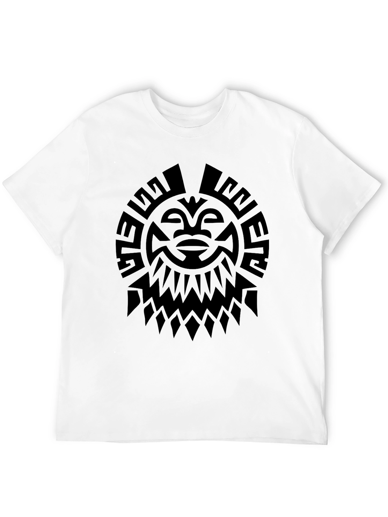 Black Tribal Sun Graphic T-Shirt - Bold Black Design view 12
