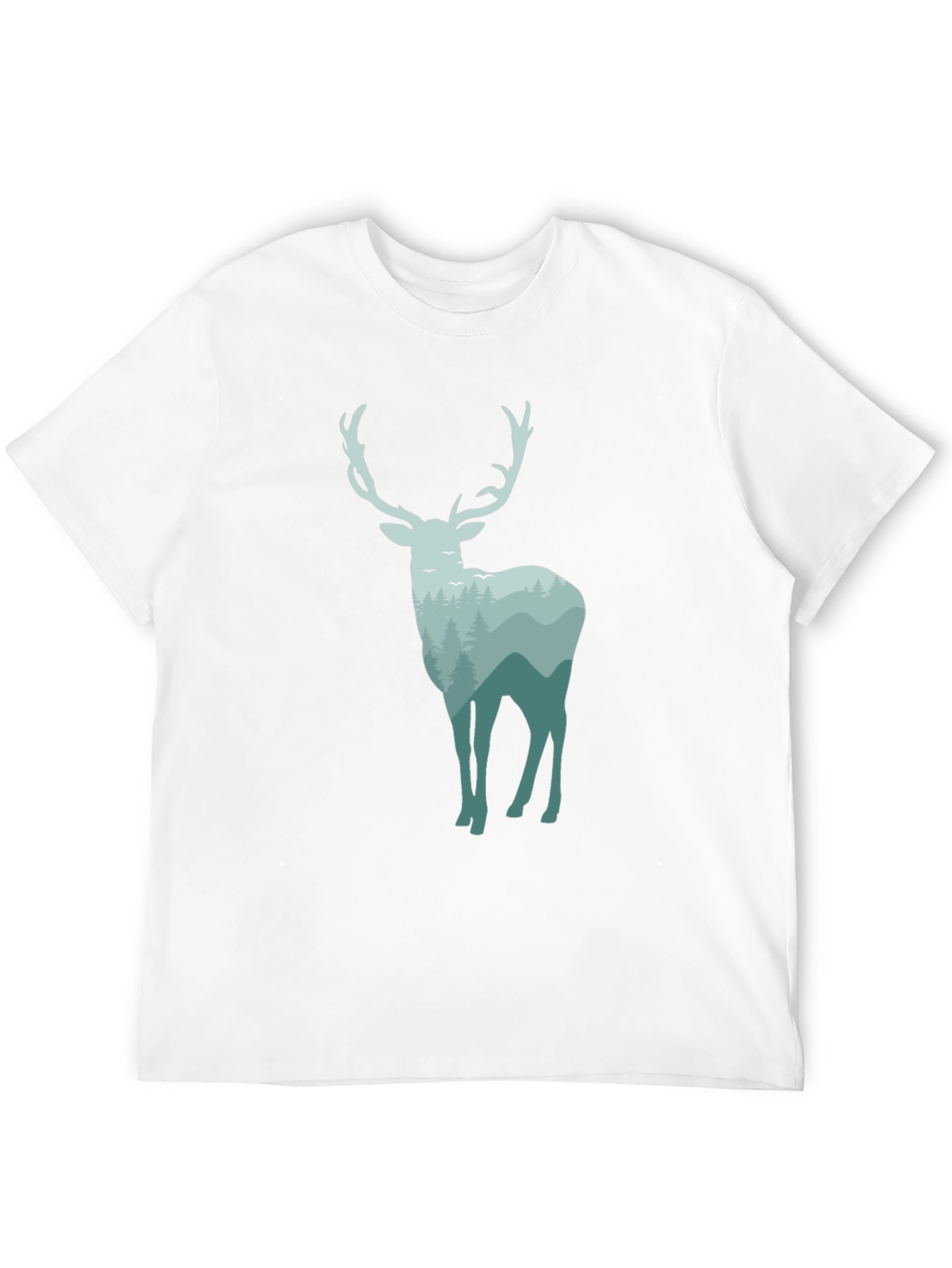 Black Nature Deer Graphic Tee - Black Cotton Blend view 12