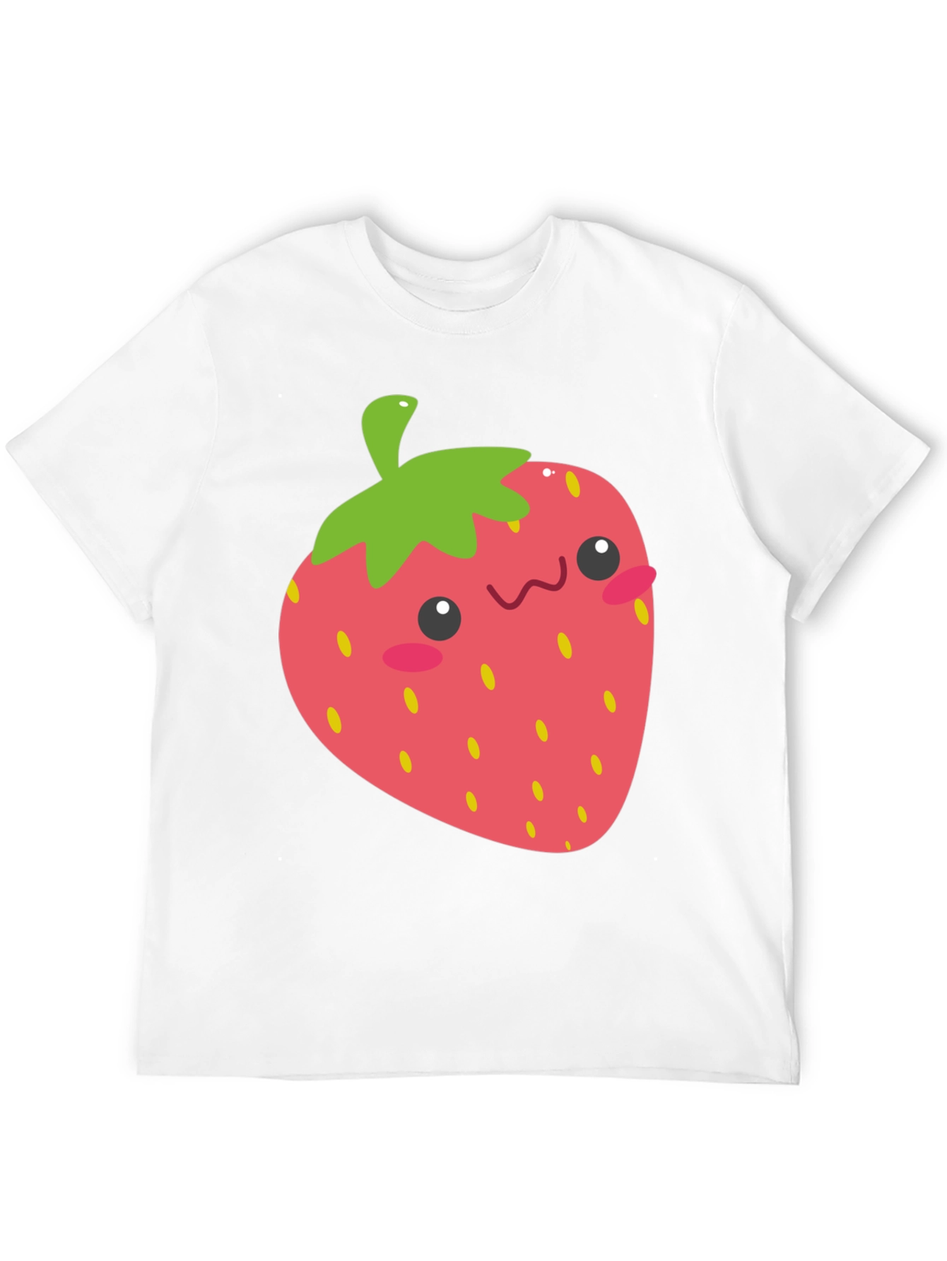Black Cute Strawberry Graphic Tee - Black Cotton T-Shirt view 12