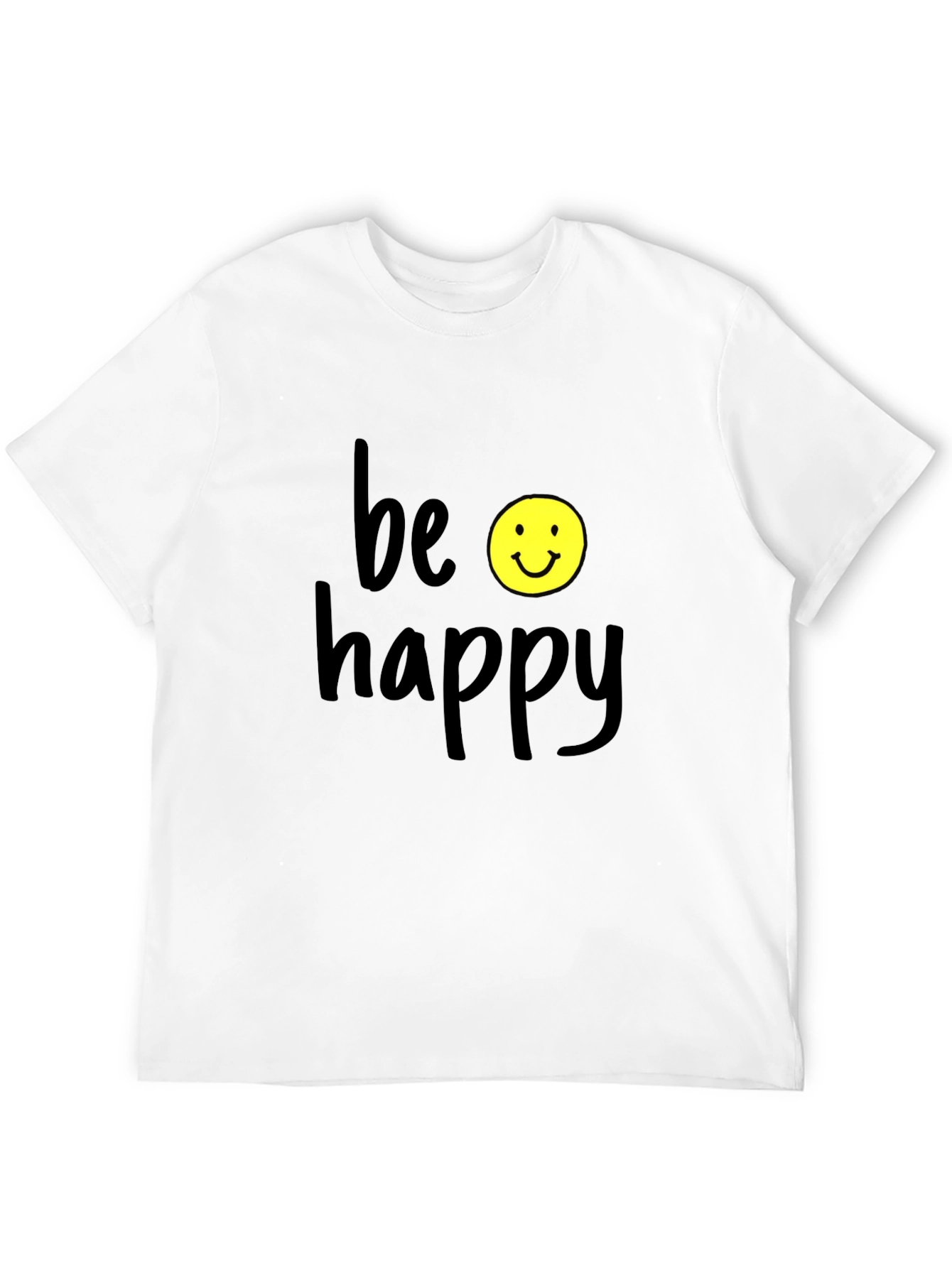 Black Be Happy Graphic Tee - Black Casual T-Shirt view 12