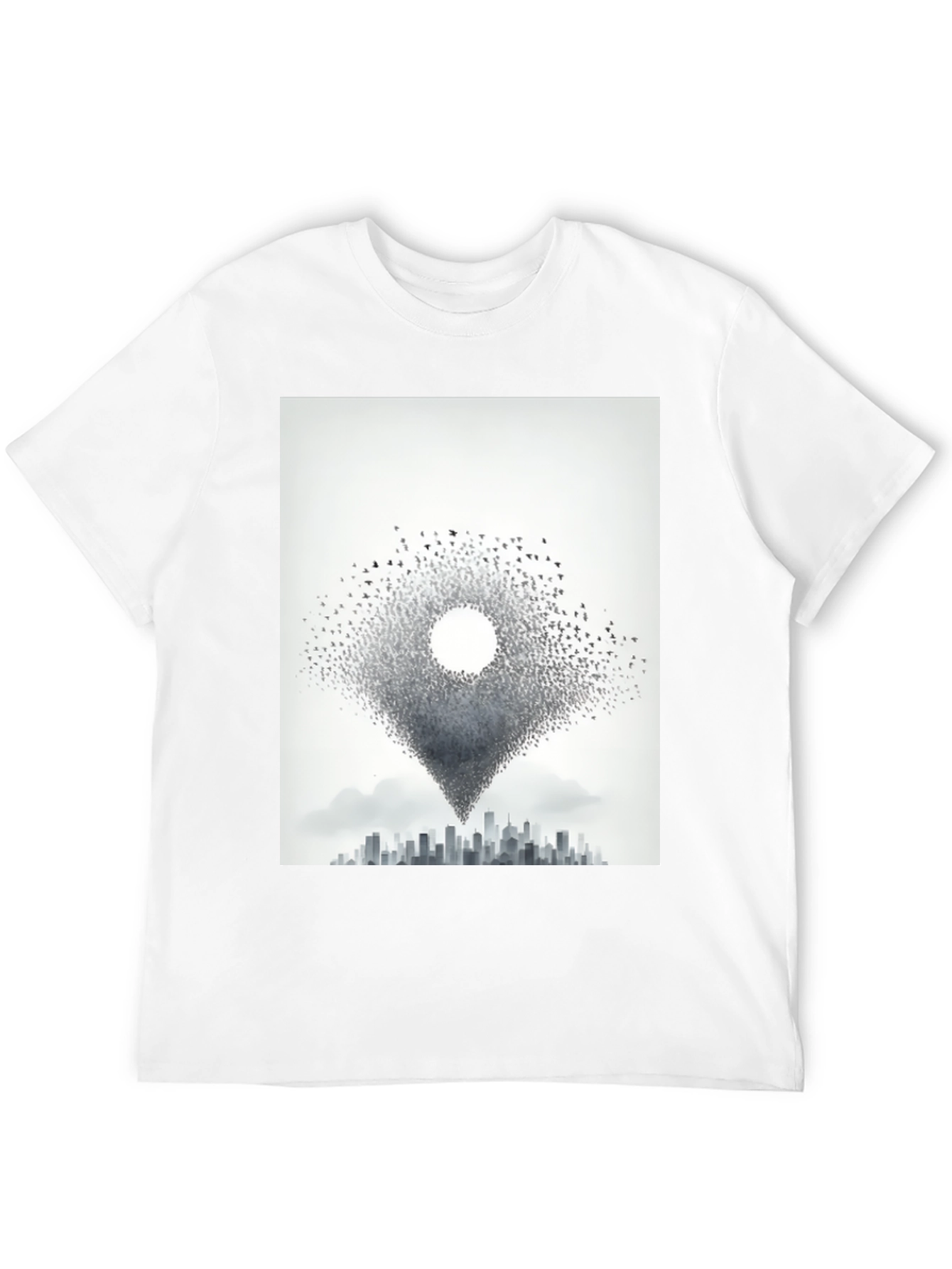 Black Urban Migration T-Shirt - Bird Cityscape Tee view 12